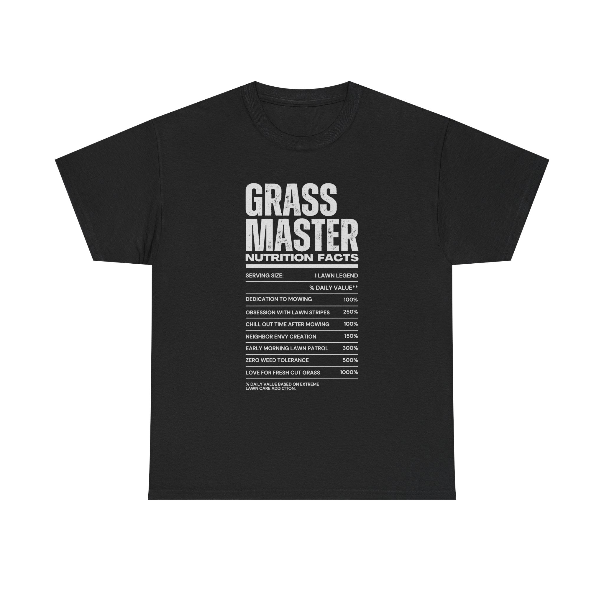 Grass Master Lawn Care Nutrition Facts T-Shirt | Funny Mowing Tee