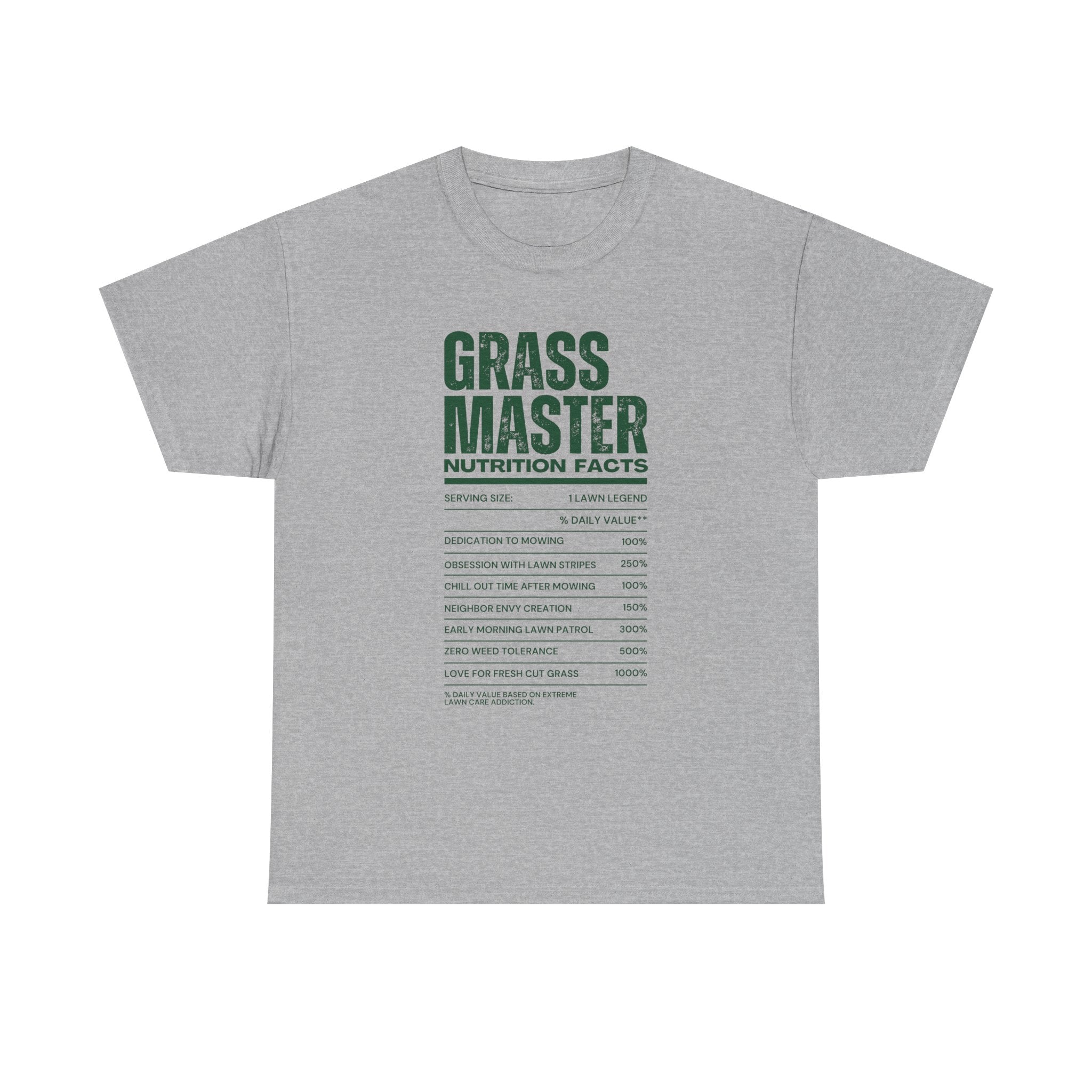 Grass Master Lawn Care Nutrition Facts T-Shirt | Funny Mowing Tee