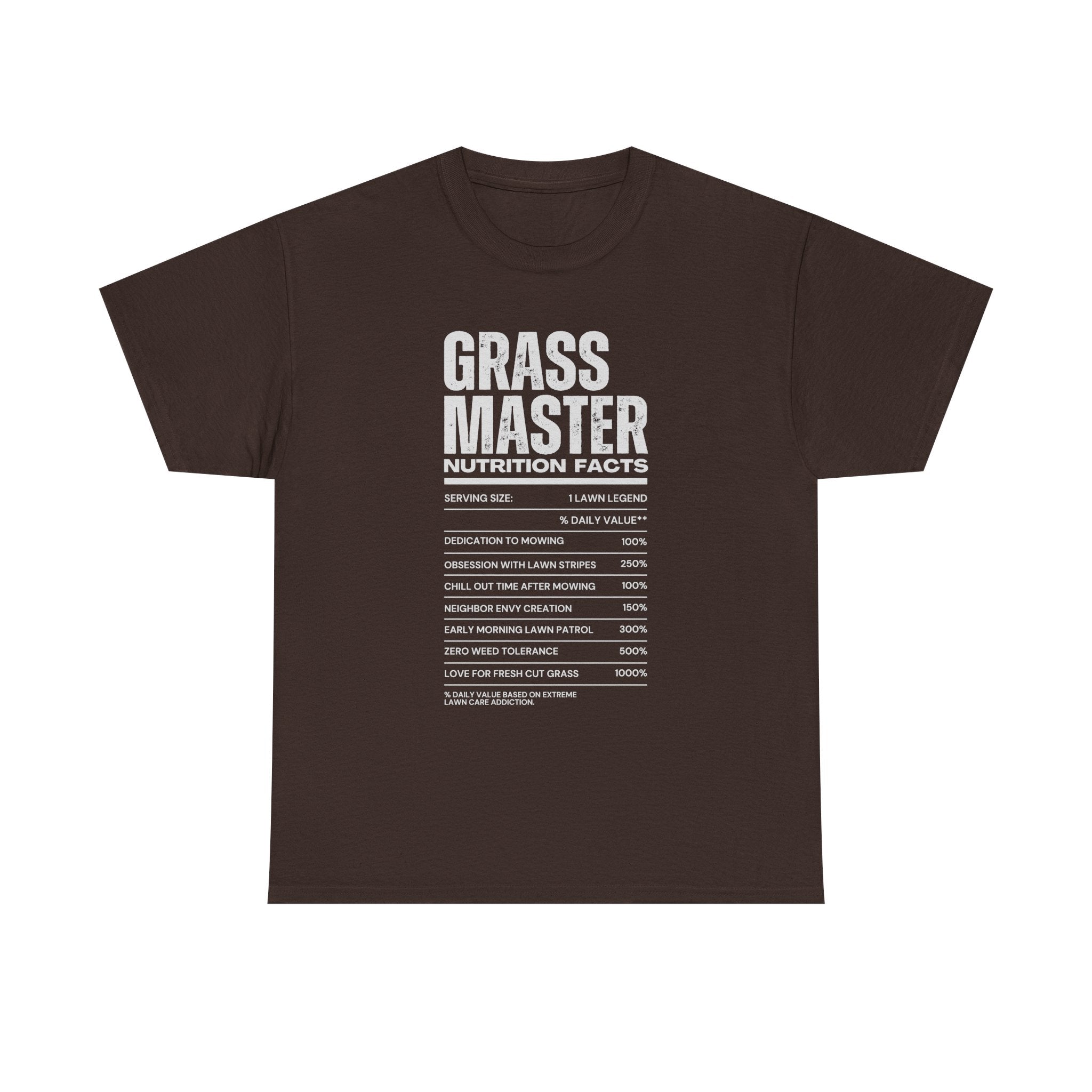 Grass Master Lawn Care Nutrition Facts T-Shirt | Funny Mowing Tee