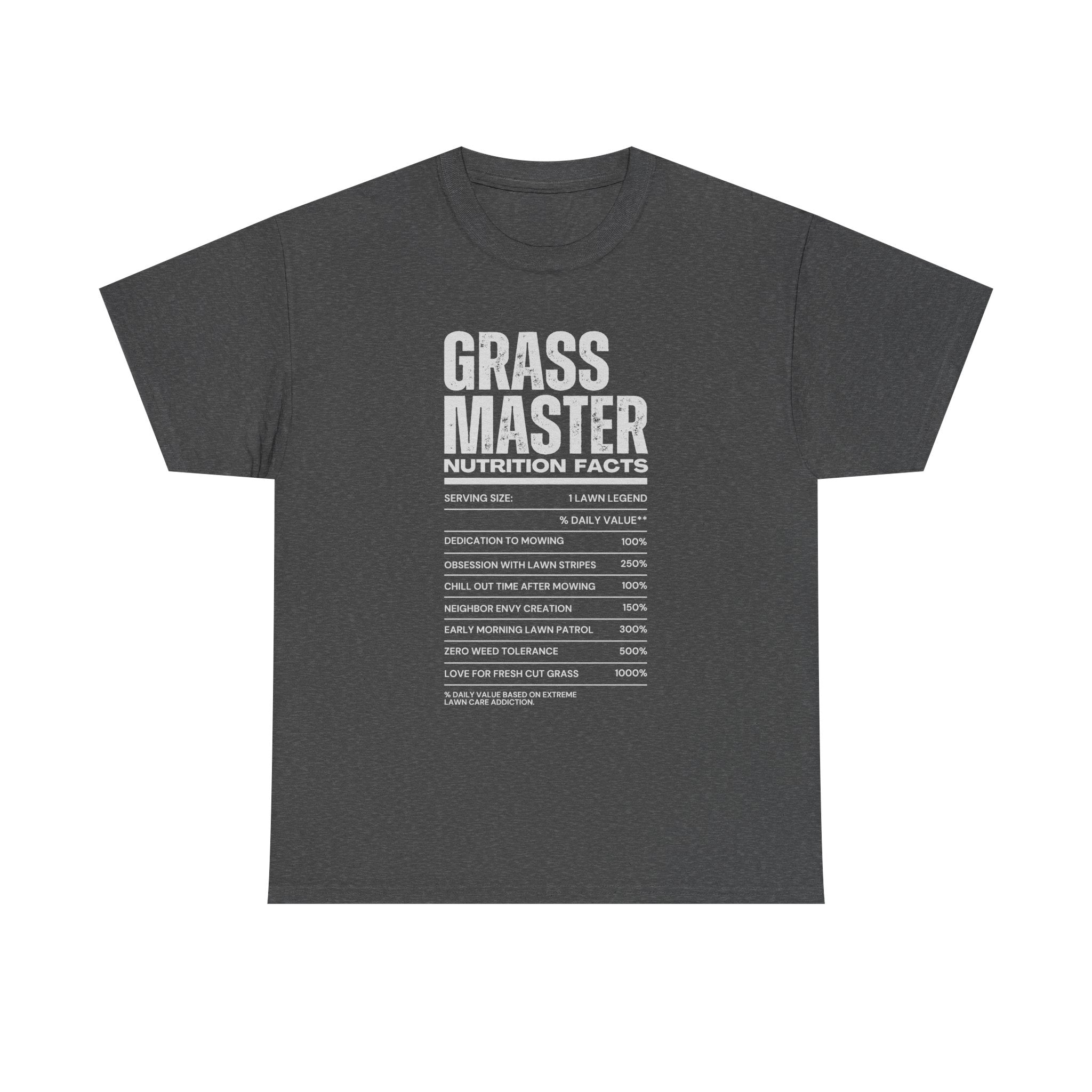 Grass Master Lawn Care Nutrition Facts T-Shirt | Funny Mowing Tee