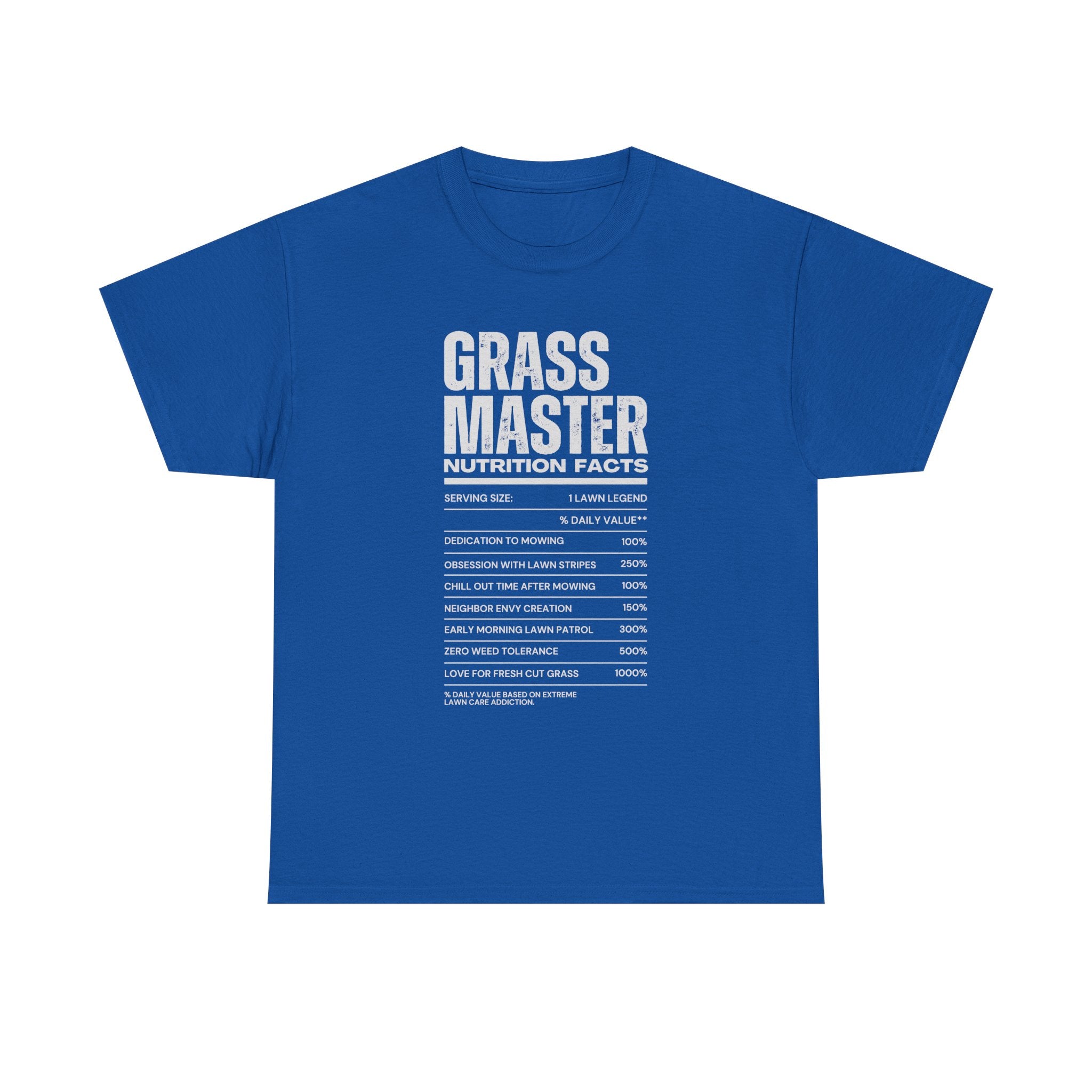 Grass Master Lawn Care Nutrition Facts T-Shirt | Funny Mowing Tee