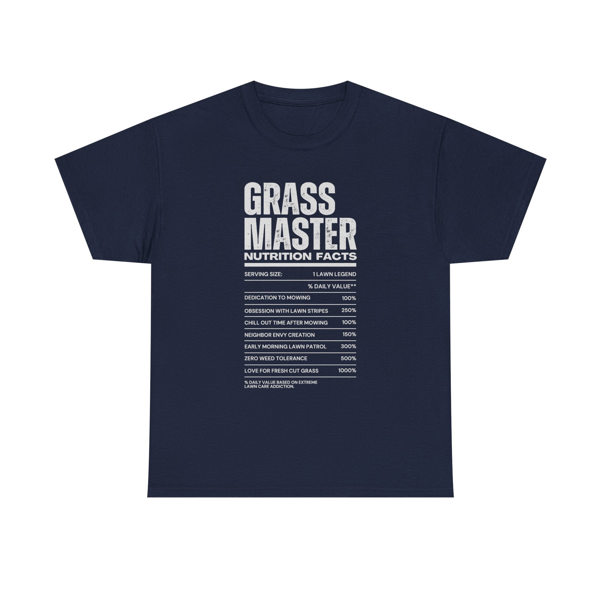 Grass Master Lawn Care Nutrition Facts T-Shirt | Funny Mowing Tee