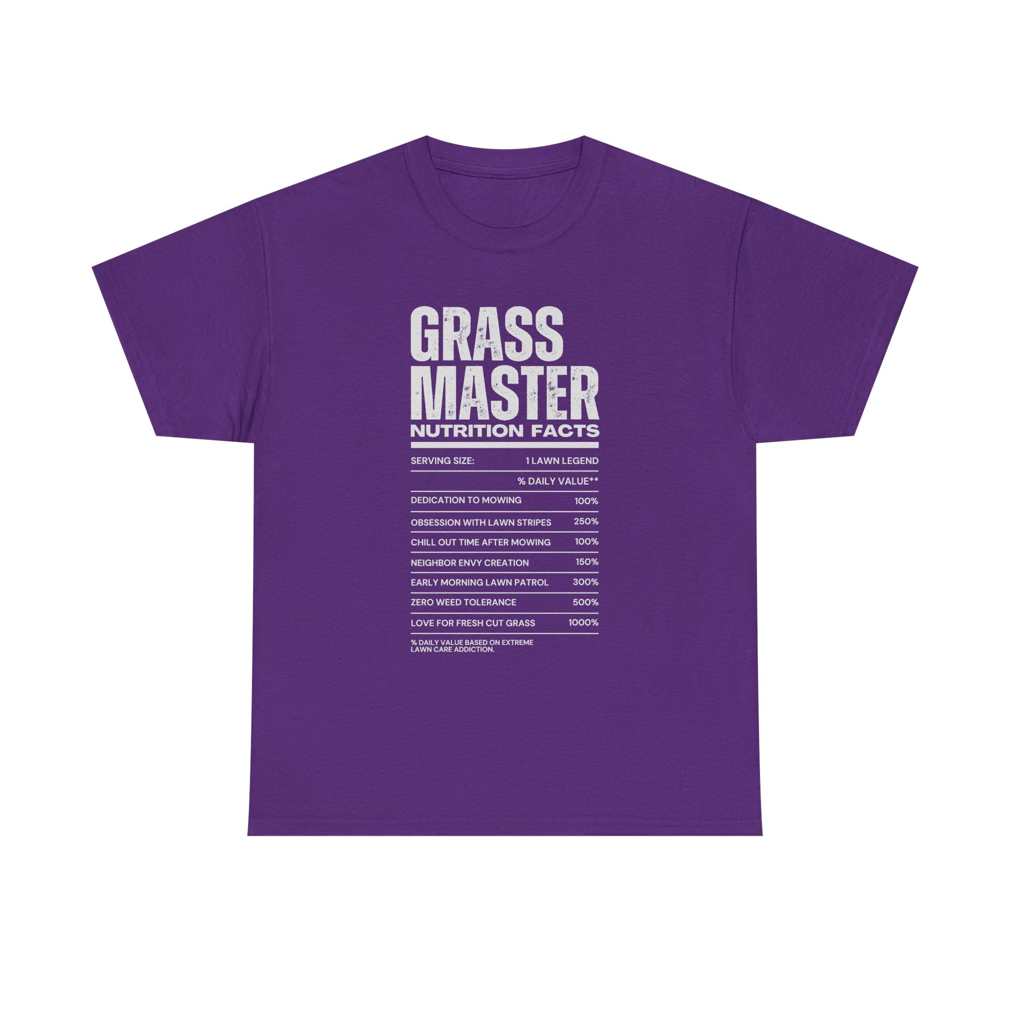 Grass Master Lawn Care Nutrition Facts T-Shirt | Funny Mowing Tee