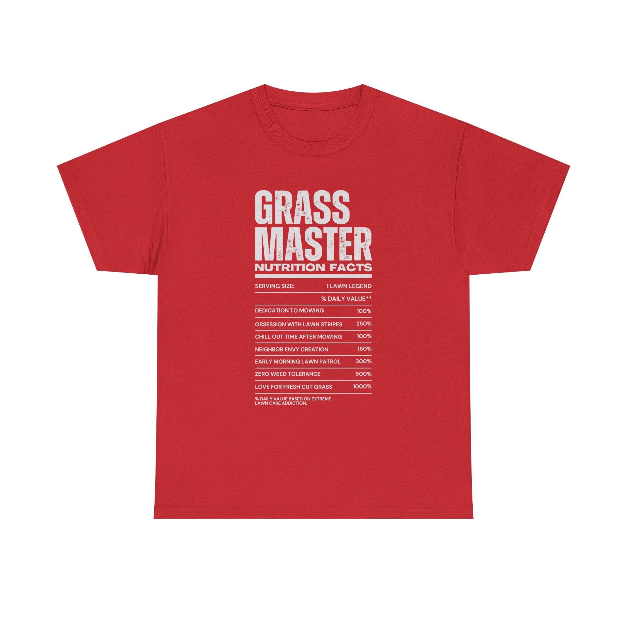 Grass Master Lawn Care Nutrition Facts T-Shirt | Funny Mowing Tee