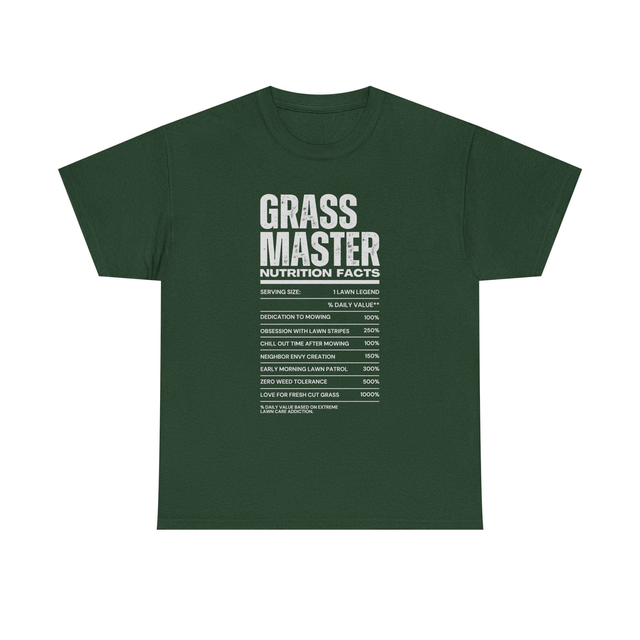 Grass Master Lawn Care Nutrition Facts T-Shirt | Funny Mowing Tee