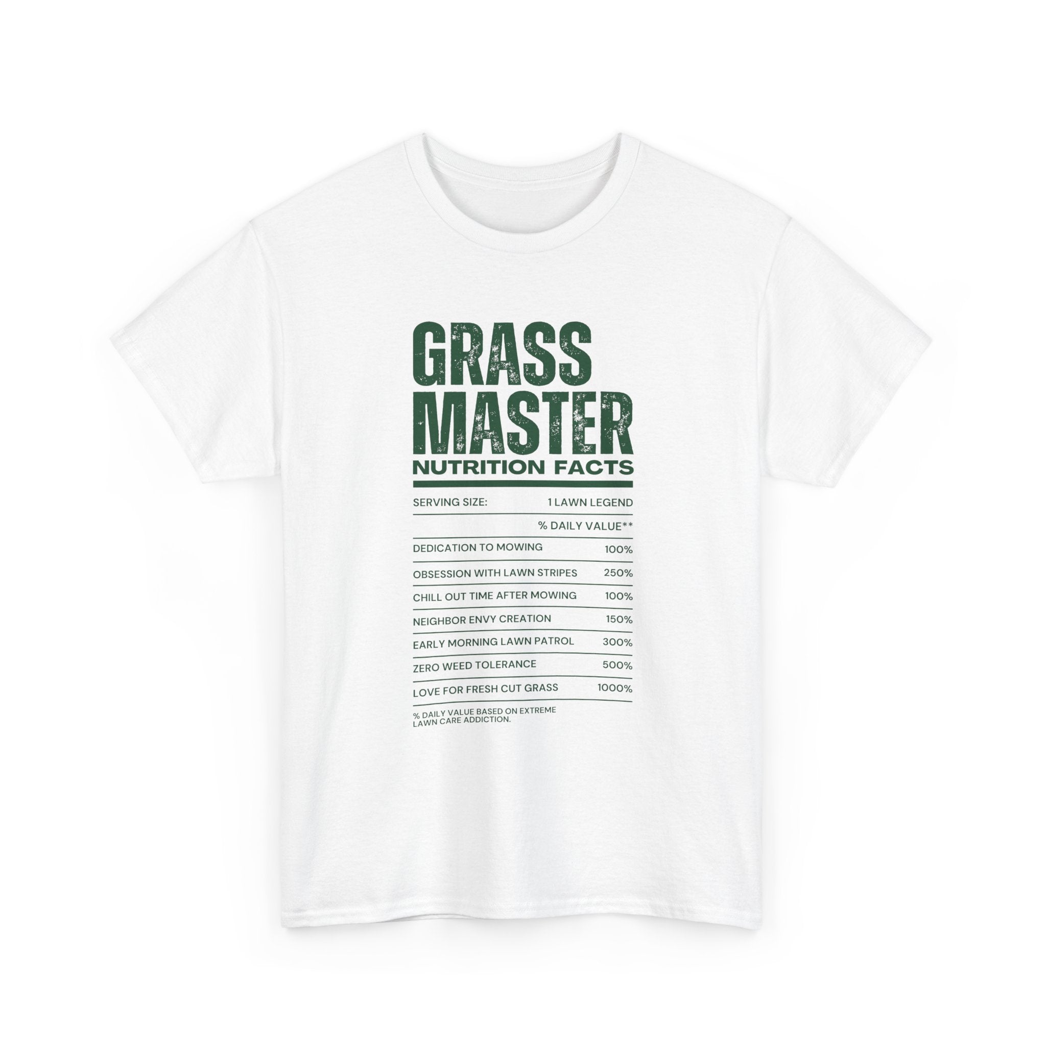 Grass Master Lawn Care Nutrition Facts T-Shirt | Funny Mowing Tee