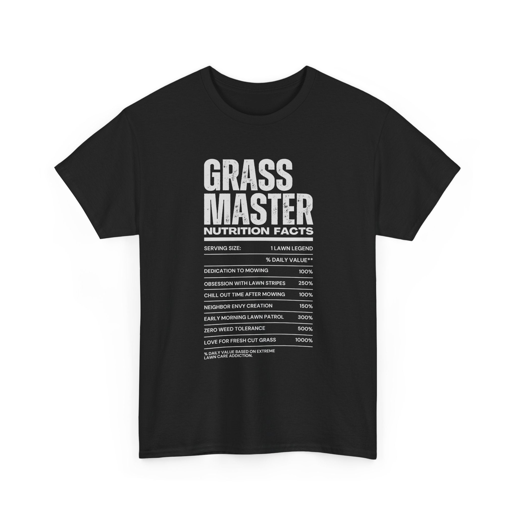 Grass Master Lawn Care Nutrition Facts T-Shirt | Funny Mowing Tee