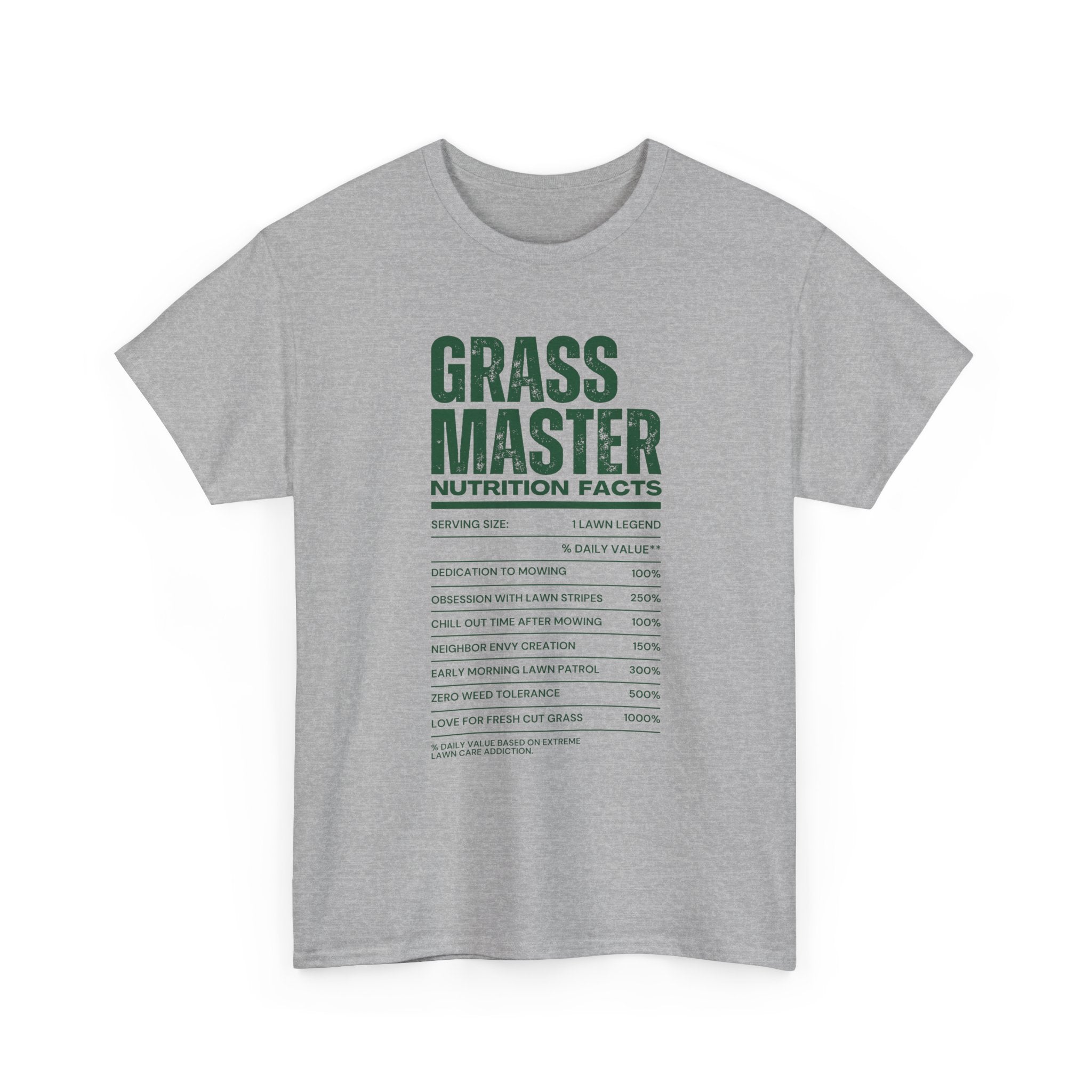 Grass Master Lawn Care Nutrition Facts T-Shirt | Funny Mowing Tee