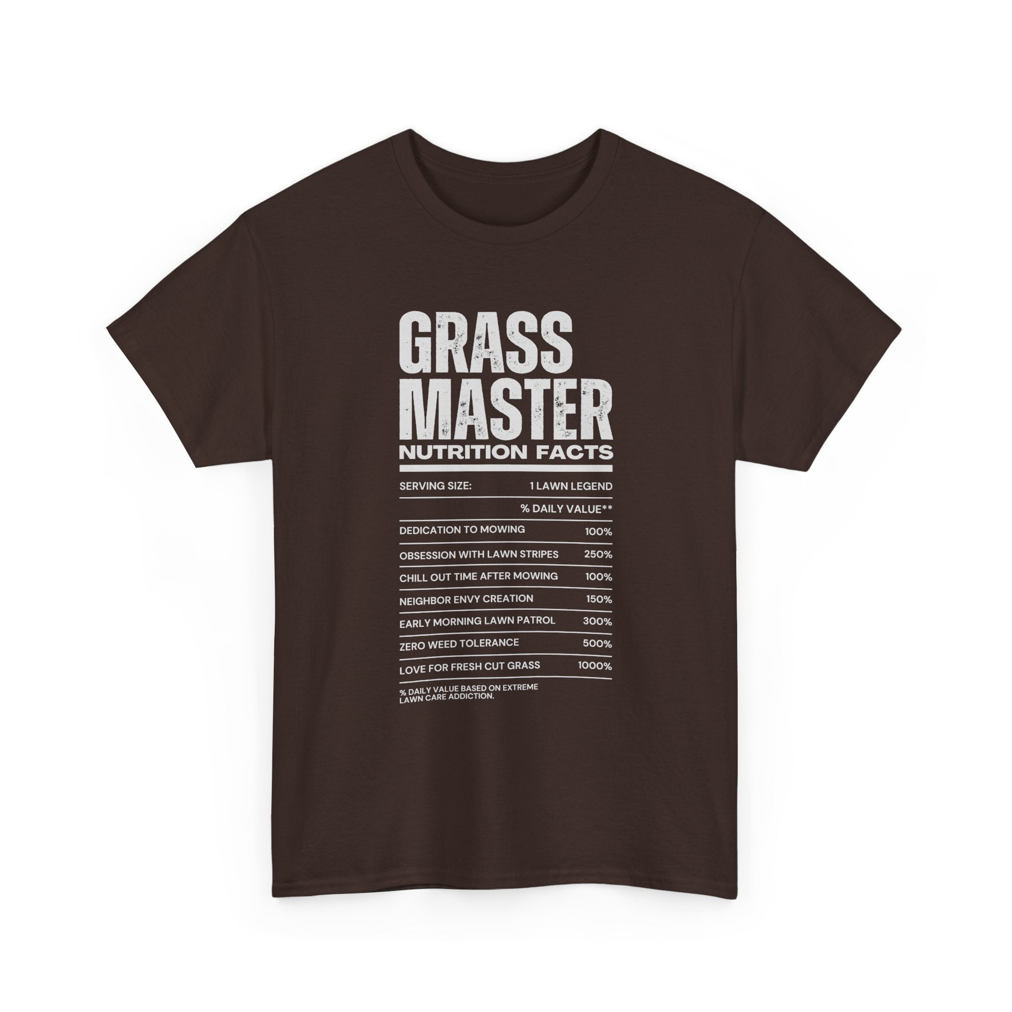 Grass Master Lawn Care Nutrition Facts T-Shirt | Funny Mowing Tee
