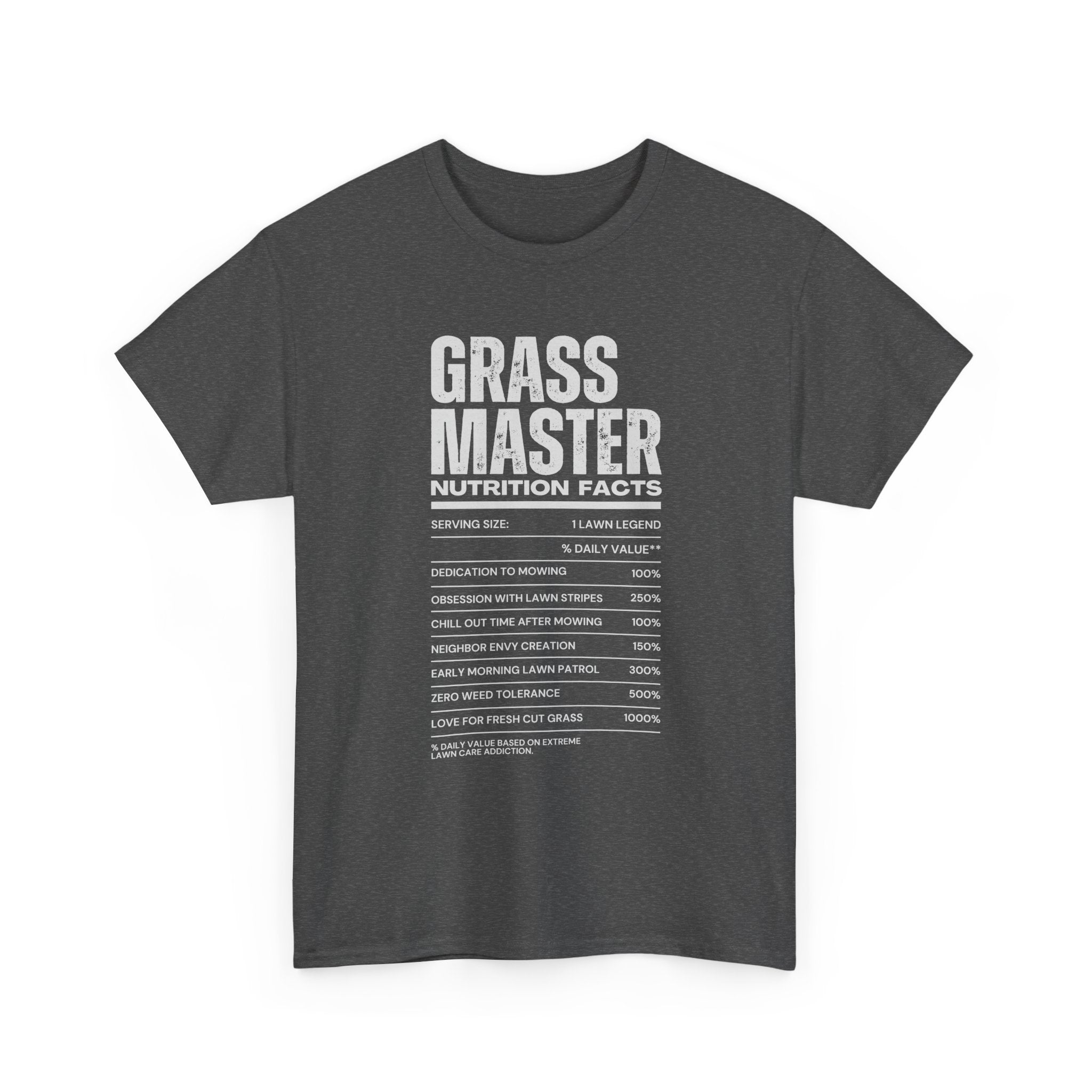 Grass Master Lawn Care Nutrition Facts T-Shirt | Funny Mowing Tee