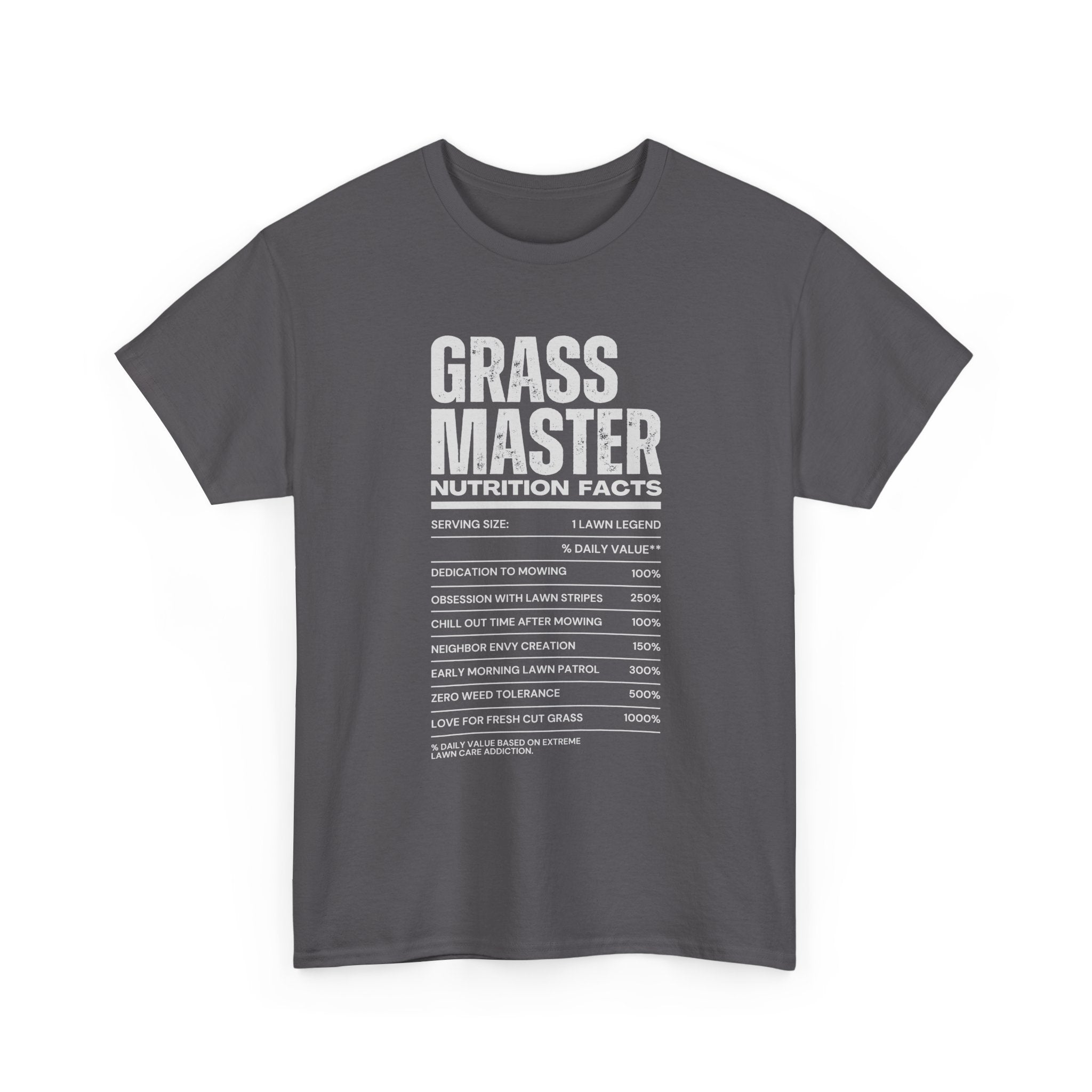 Grass Master Lawn Care Nutrition Facts T-Shirt | Funny Mowing Tee