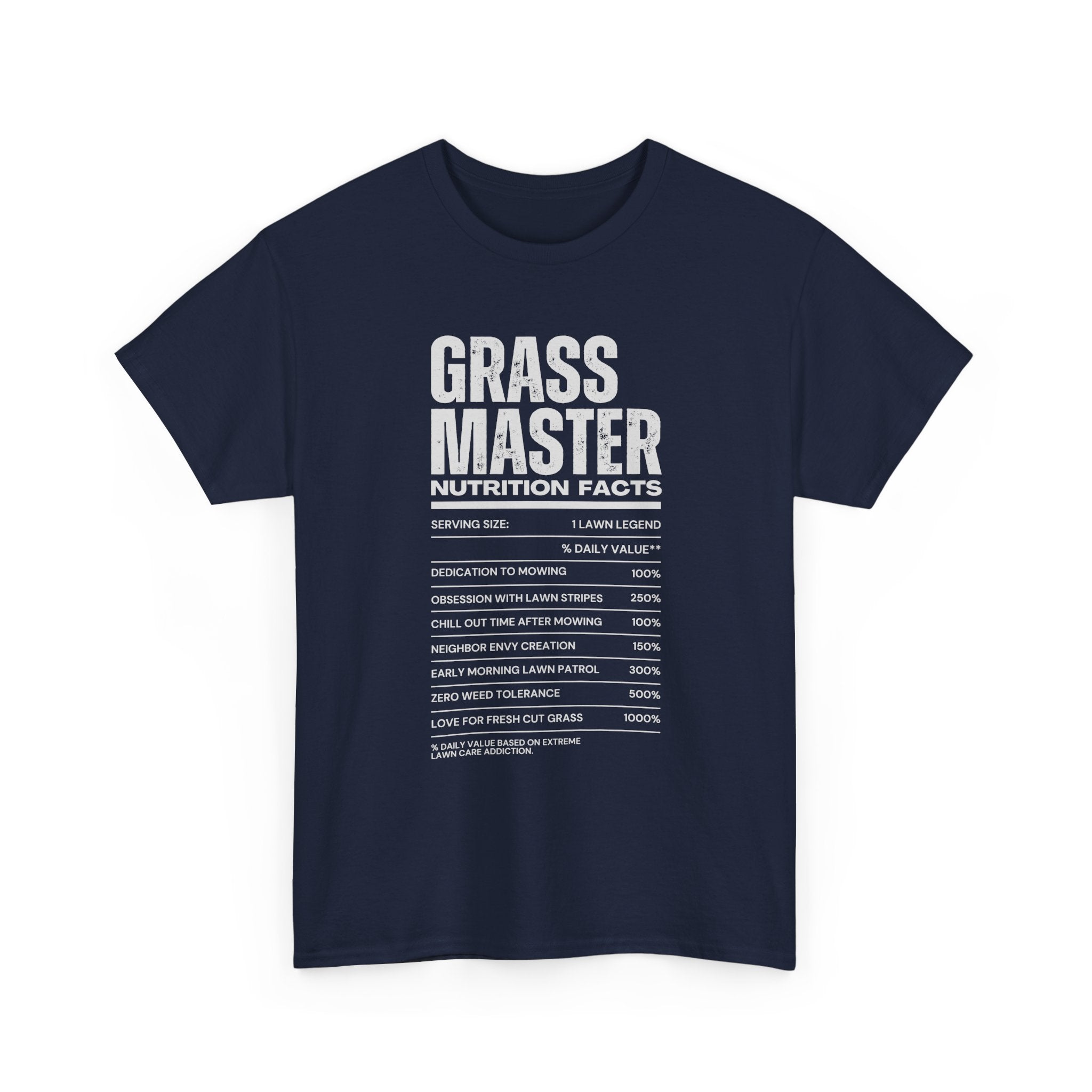 Grass Master Lawn Care Nutrition Facts T-Shirt | Funny Mowing Tee