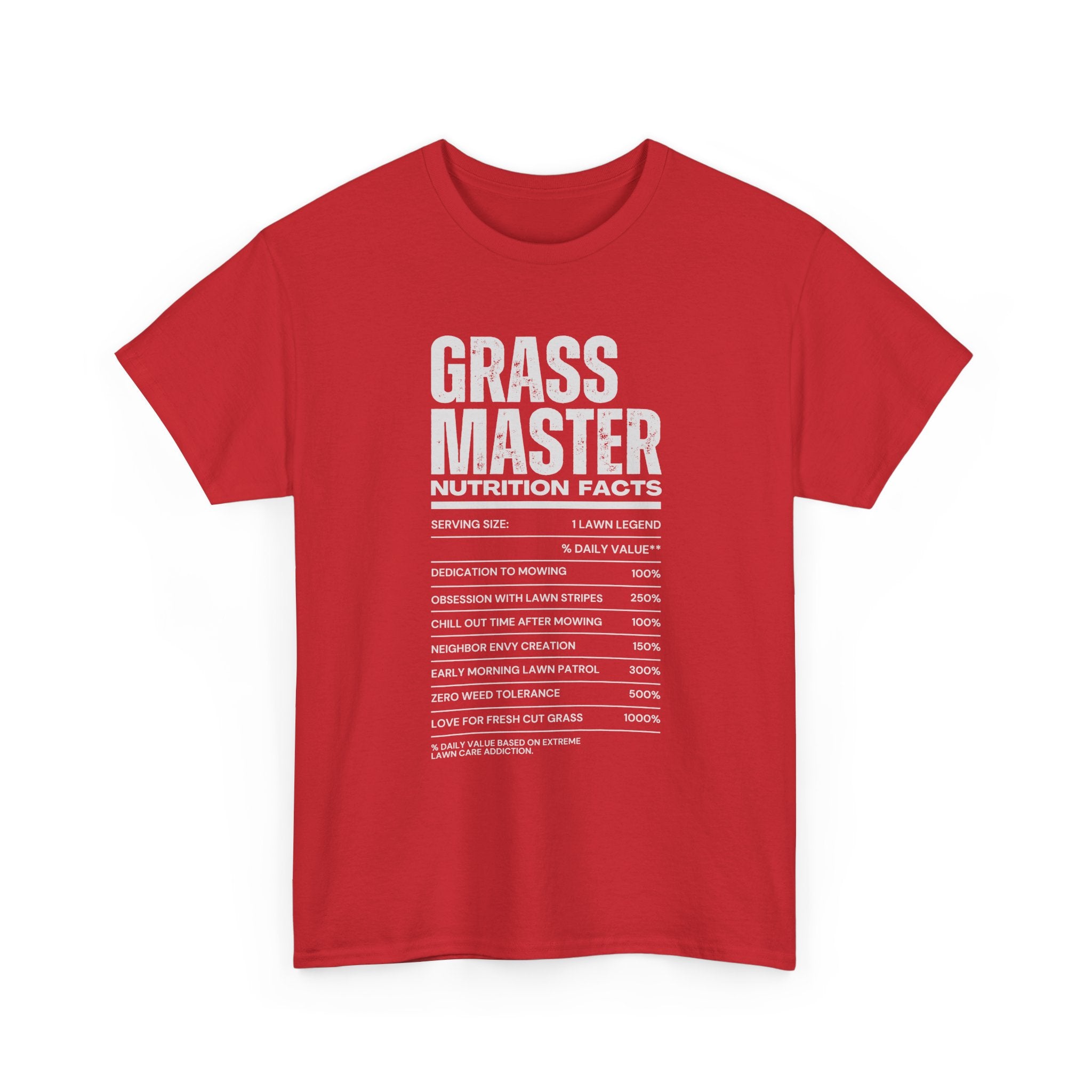 Grass Master Lawn Care Nutrition Facts T-Shirt | Funny Mowing Tee