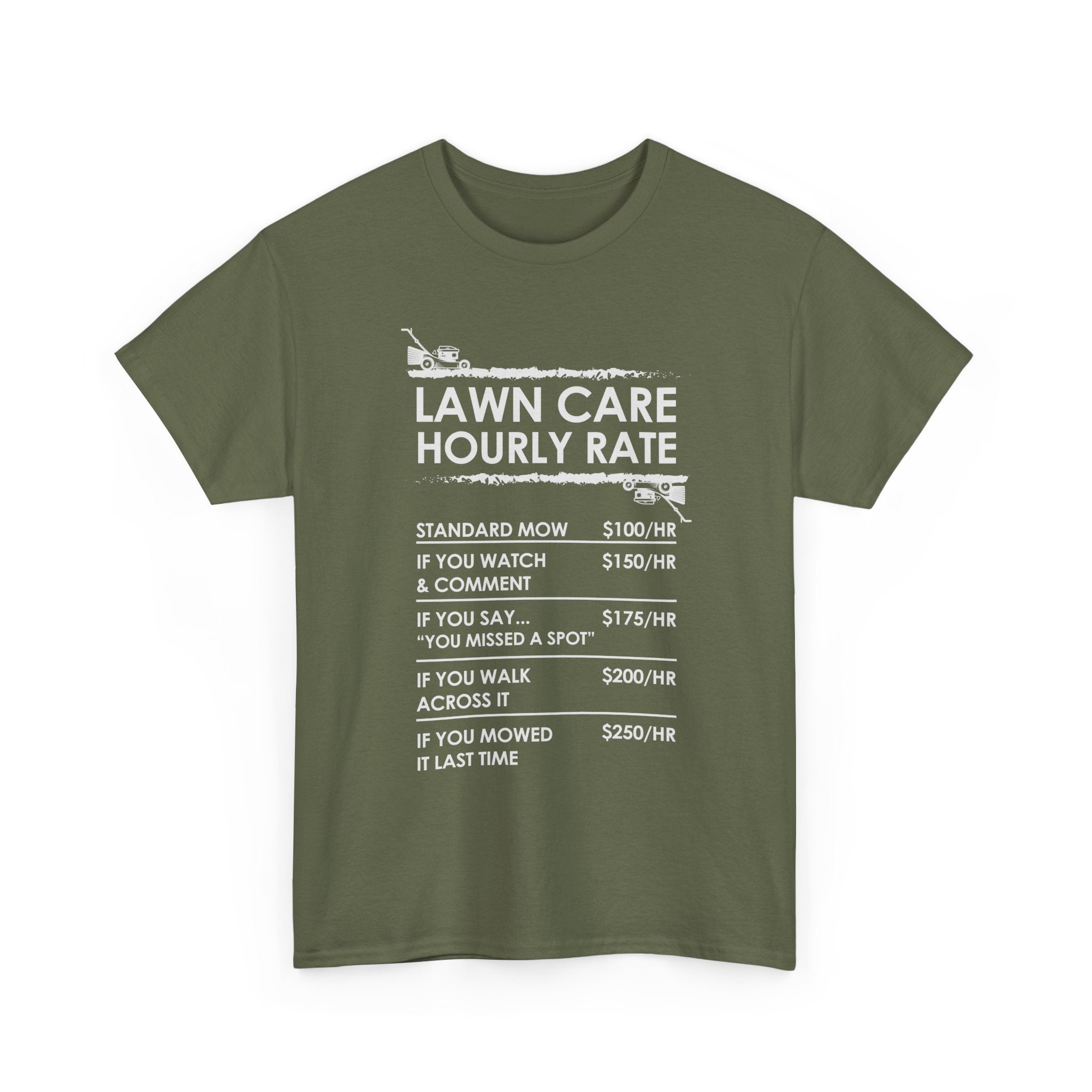Lawn Care Hourly Rate Shirt | Funny Mowing Tee