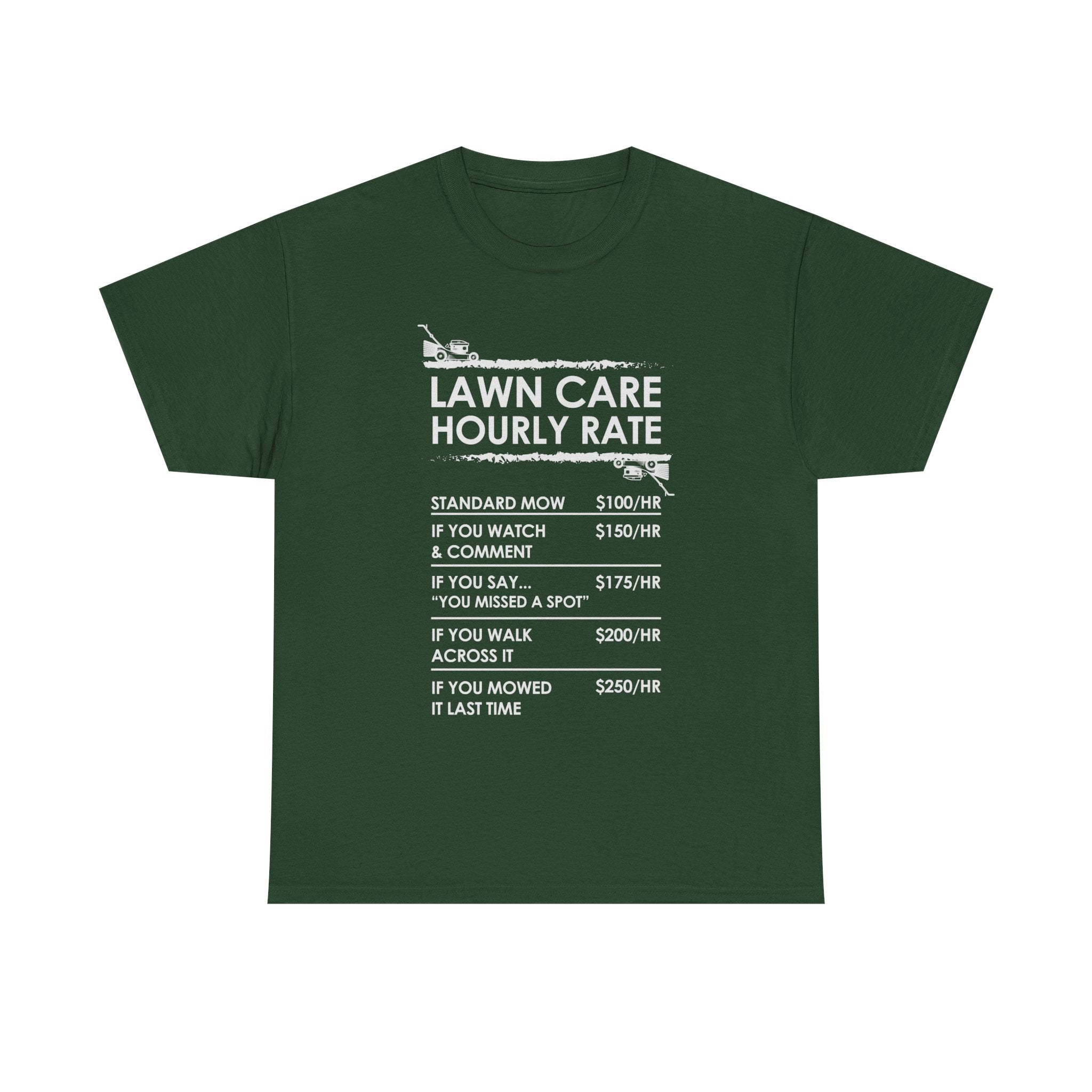 Lawn Care Hourly Rate Shirt | Funny Mowing Tee
