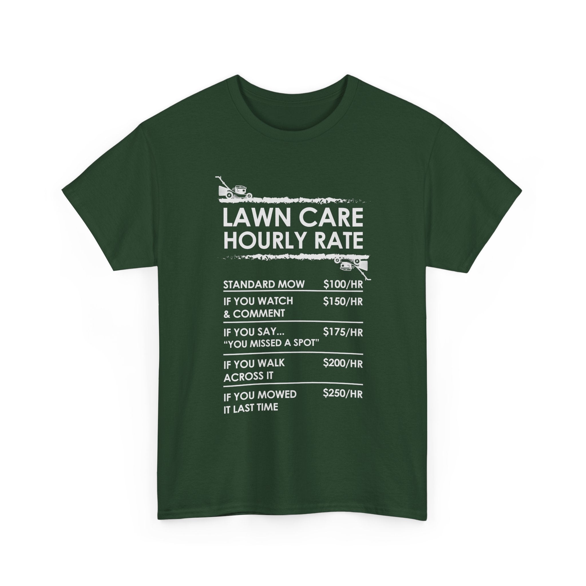 Lawn Care Hourly Rate Shirt | Funny Mowing Tee