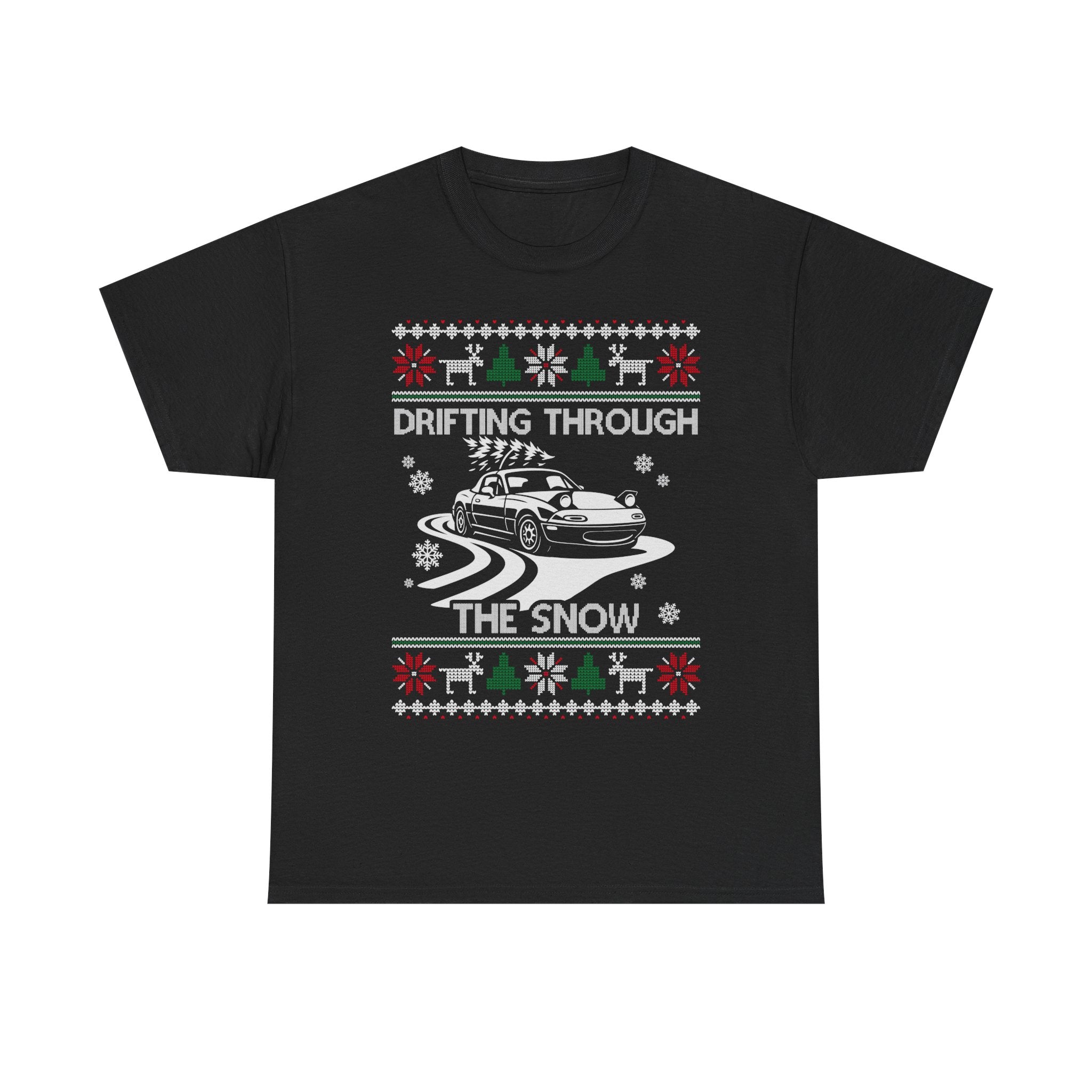 Miata MX5 Christmas Drift T-Shirt | JDM Roadster Drifting Through the Snow Tee