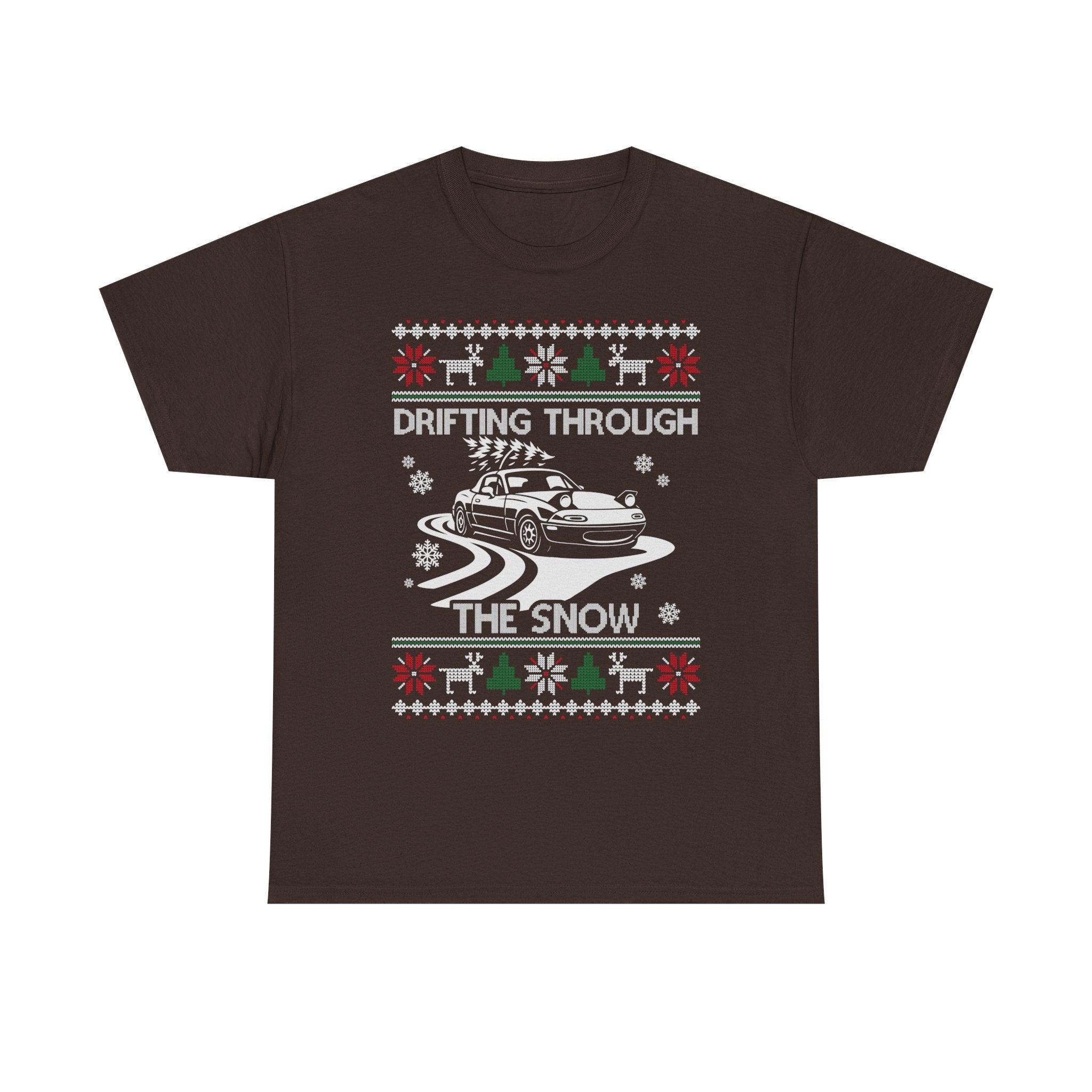 Miata MX5 Christmas Drift T-Shirt | JDM Roadster Drifting Through the Snow Tee