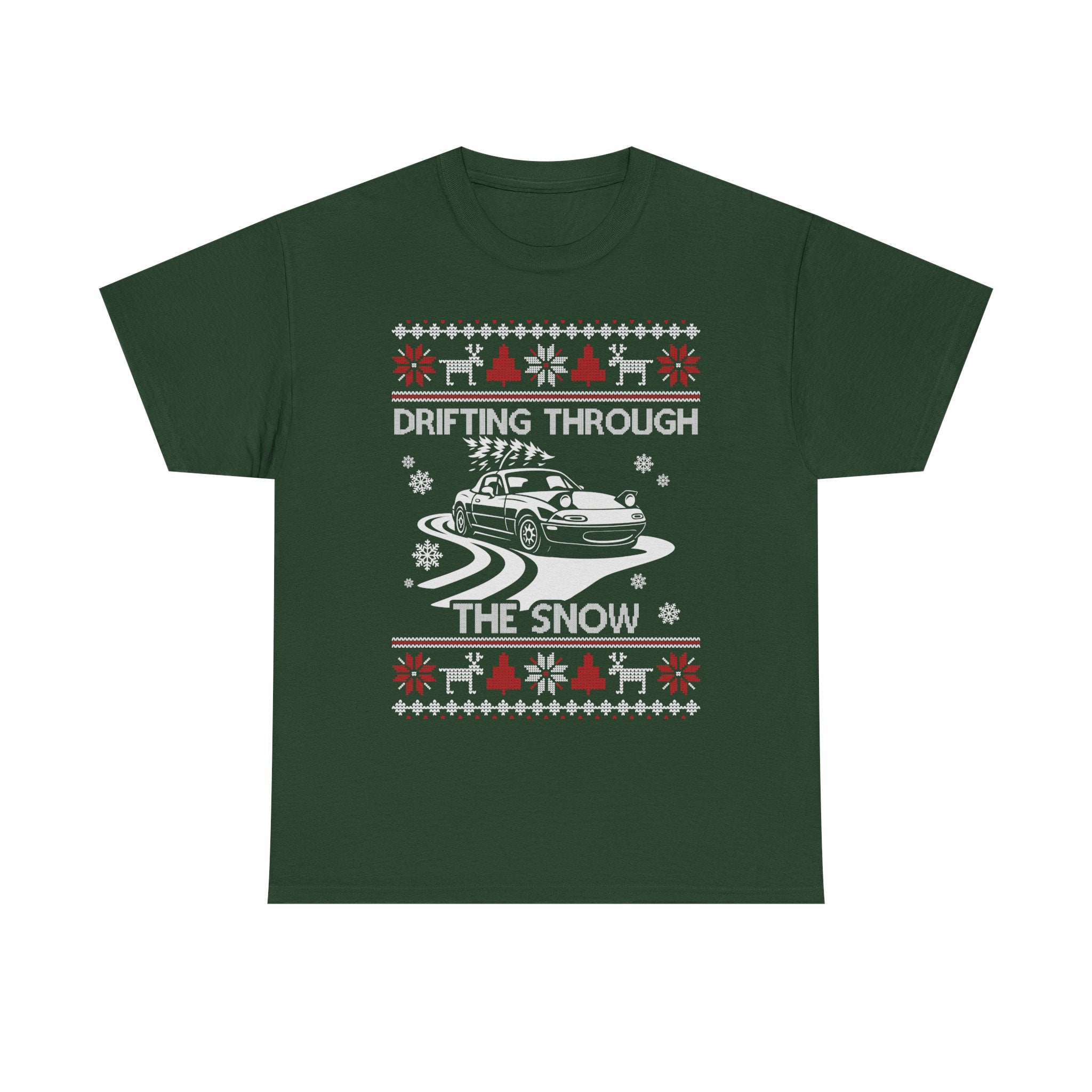 Miata MX5 Christmas Drift T-Shirt | JDM Roadster Drifting Through the Snow Tee