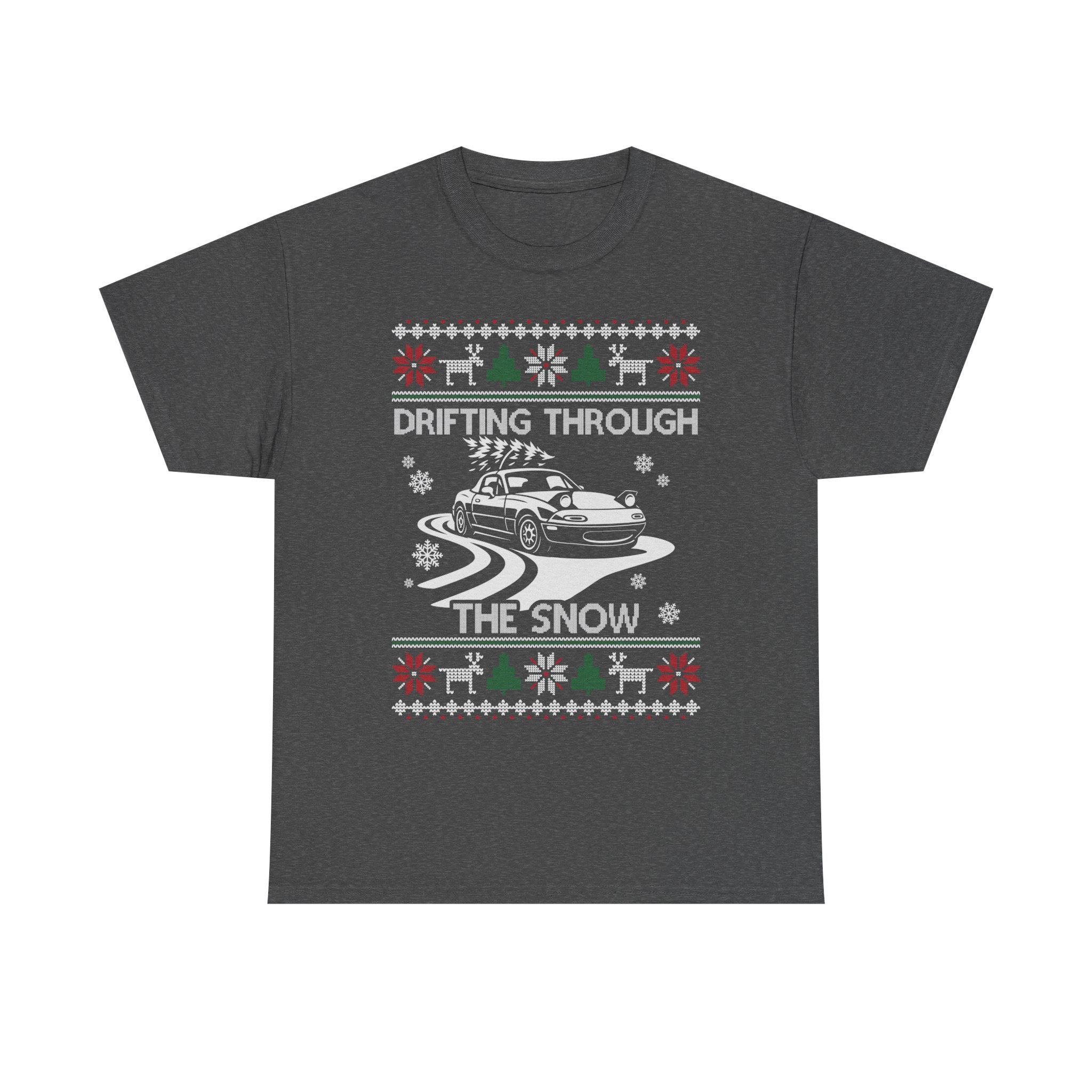 Miata MX5 Christmas Drift T-Shirt | JDM Roadster Drifting Through the Snow Tee