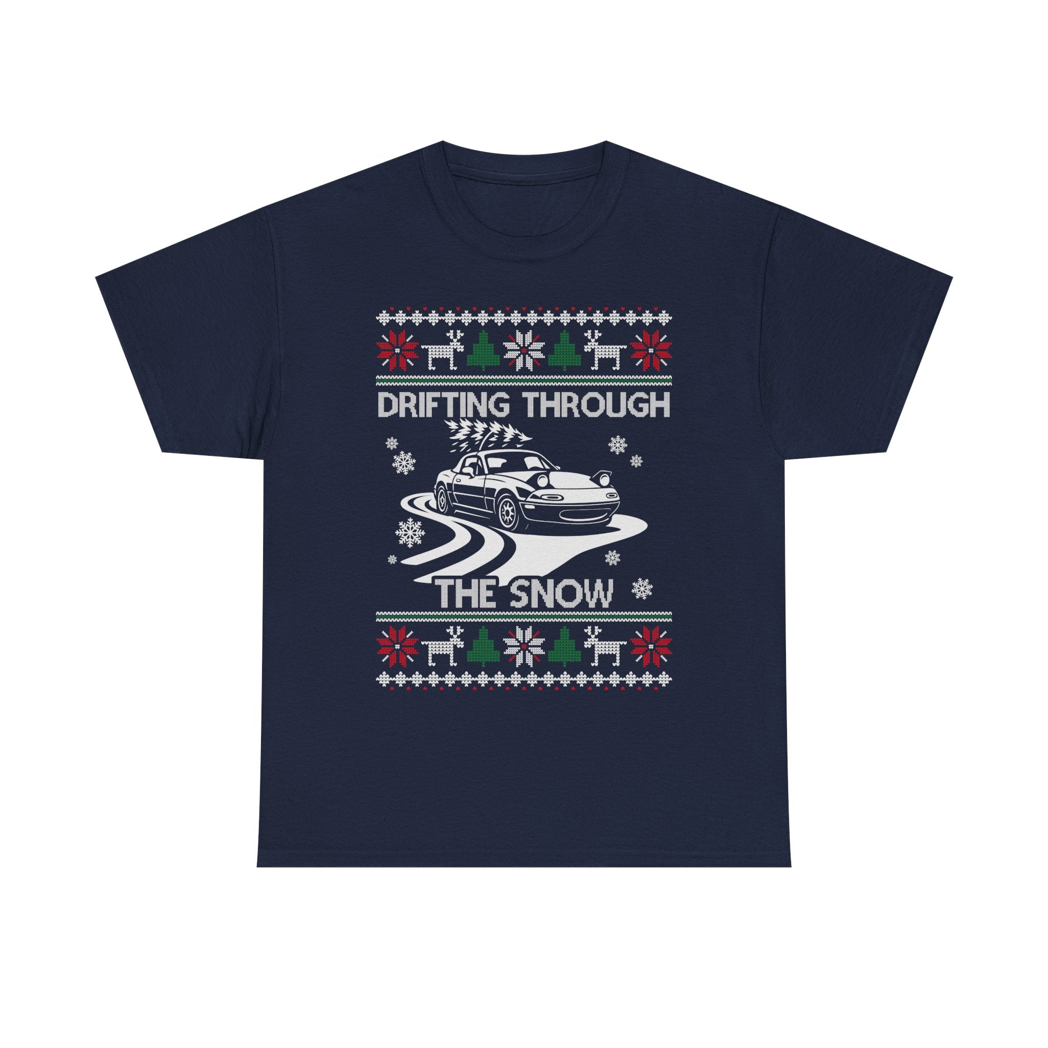 Miata MX5 Christmas Drift T-Shirt | JDM Roadster Drifting Through the Snow Tee