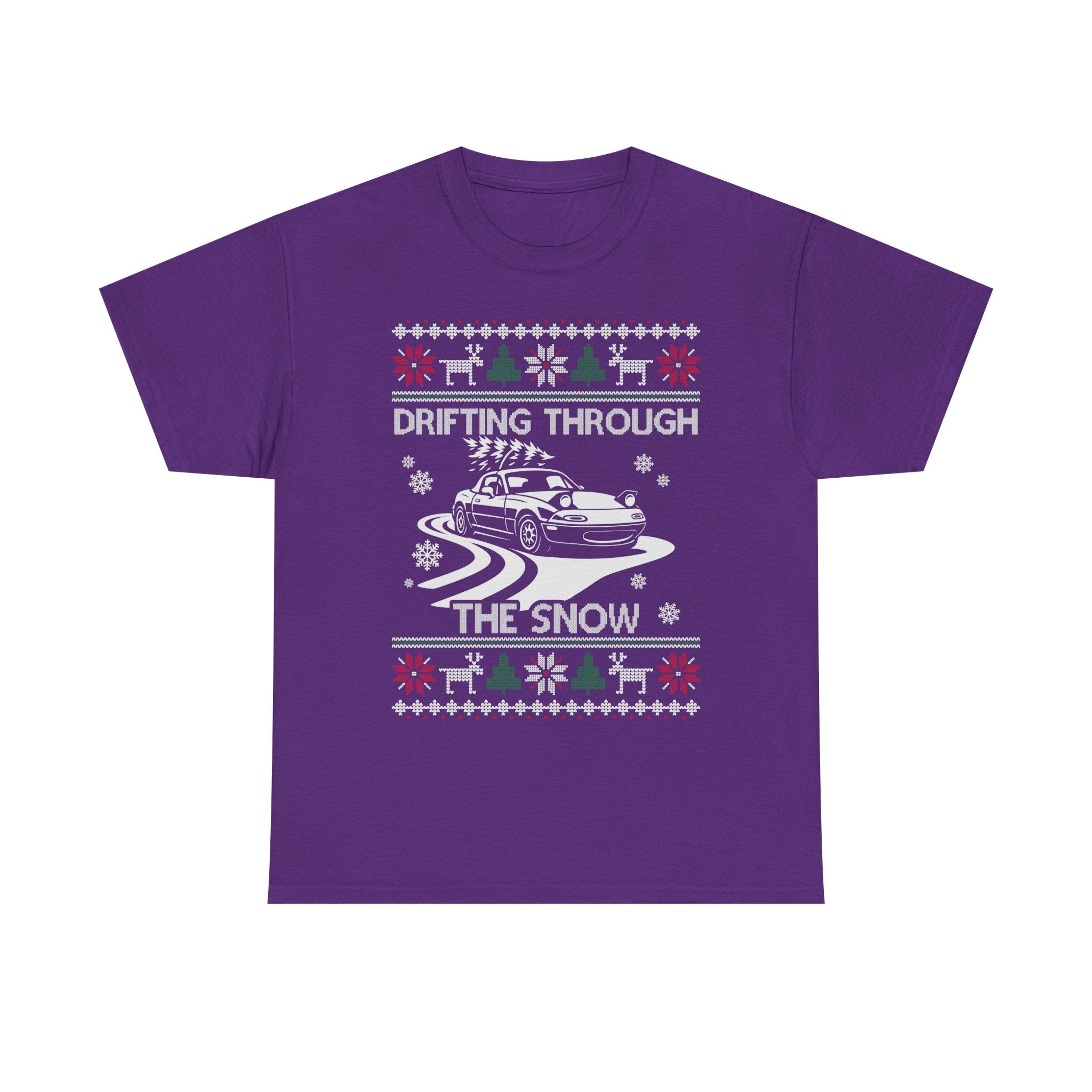 Miata MX5 Christmas Drift T-Shirt | JDM Roadster Drifting Through the Snow Tee