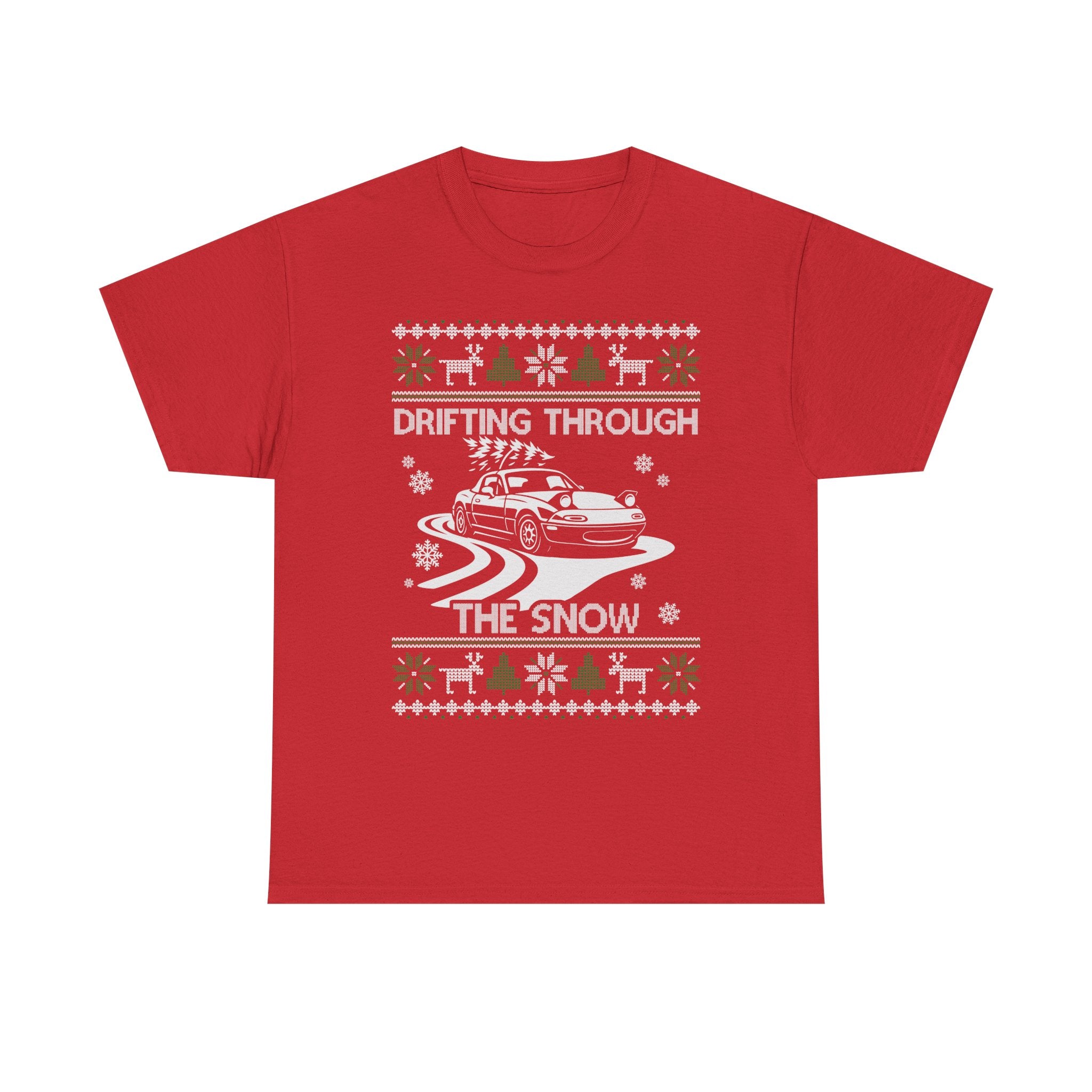 Miata MX5 Christmas Drift T-Shirt | JDM Roadster Drifting Through the Snow Tee