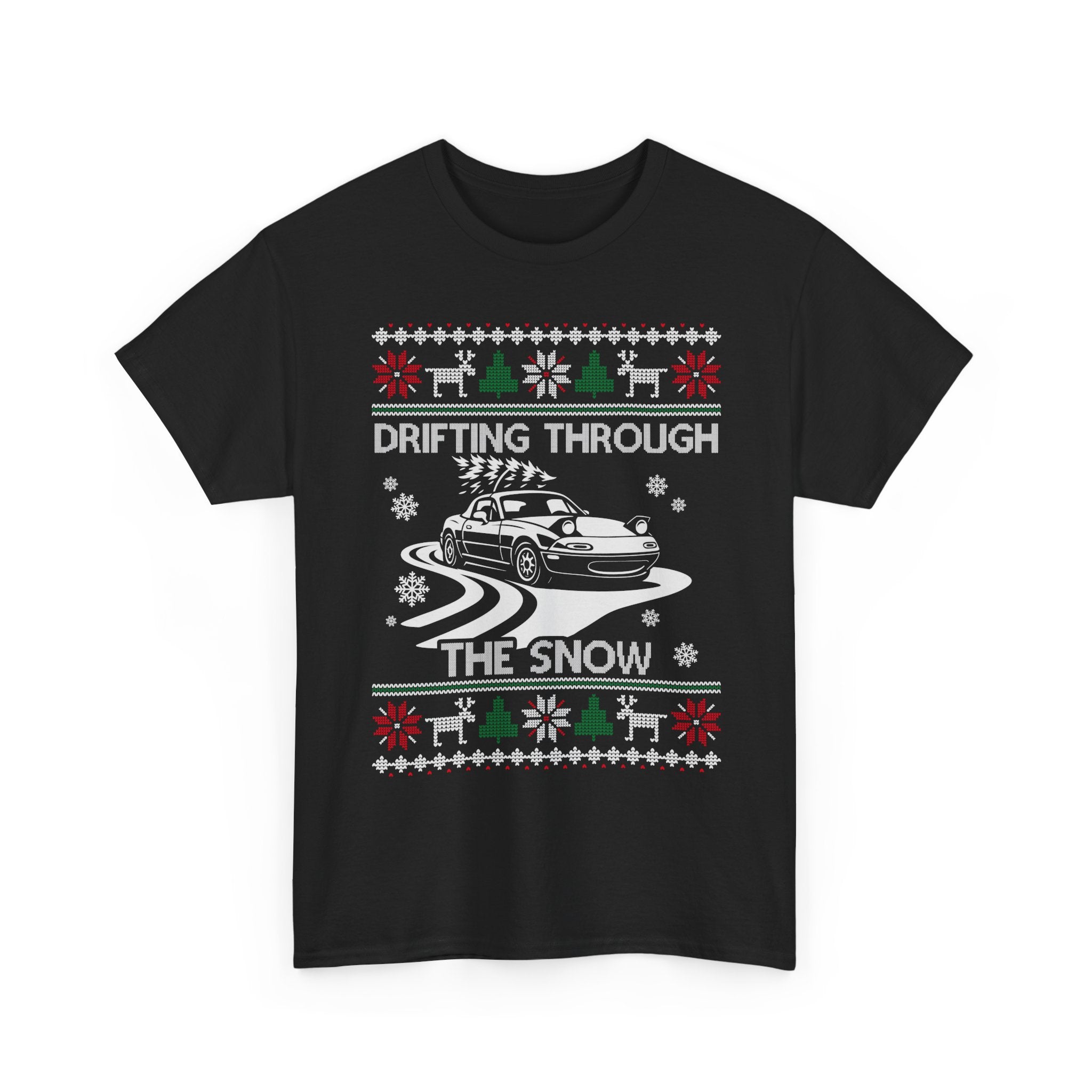 Miata MX5 Christmas Drift T-Shirt | JDM Roadster Drifting Through the Snow Tee