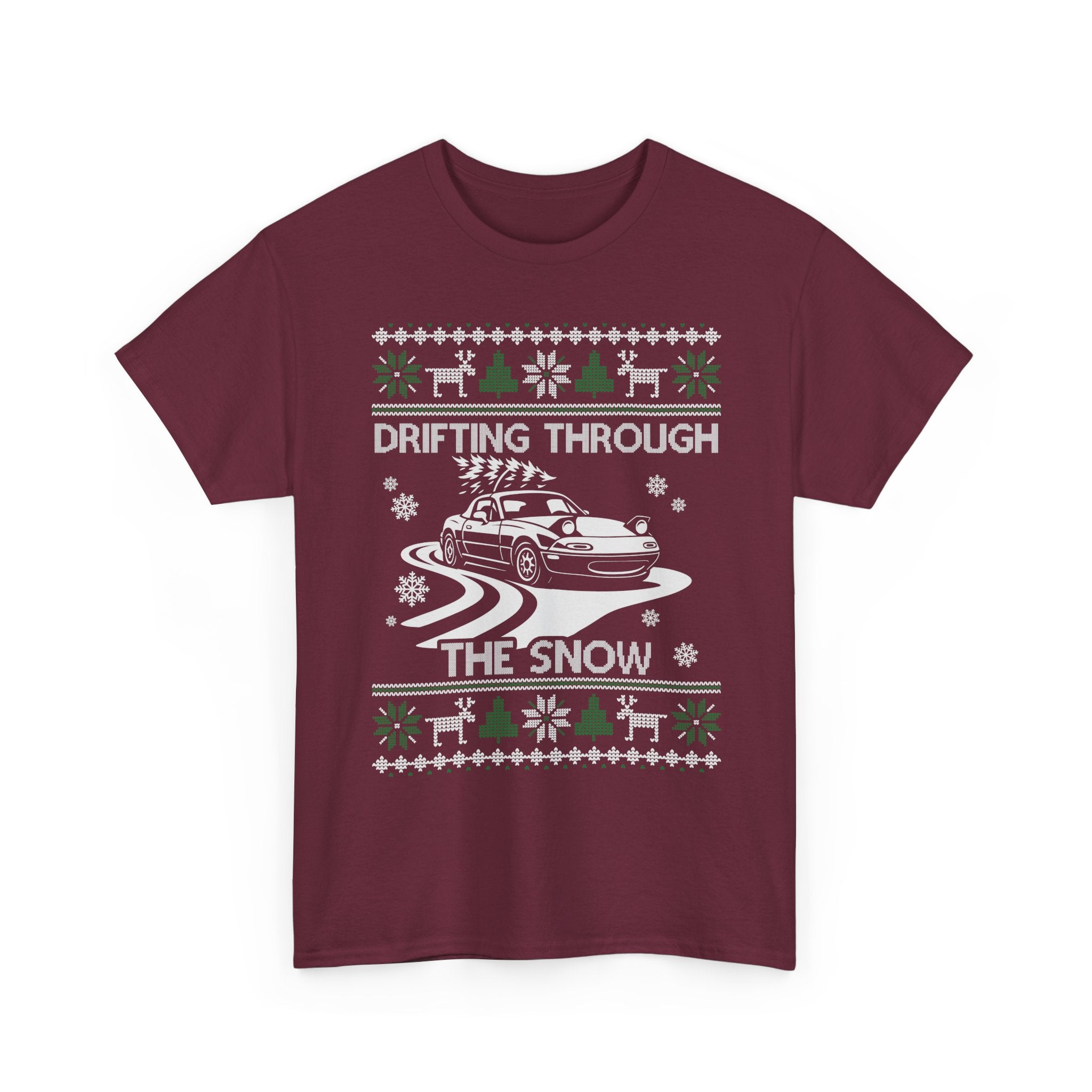 Miata MX5 Christmas Drift T-Shirt | JDM Roadster Drifting Through the Snow Tee