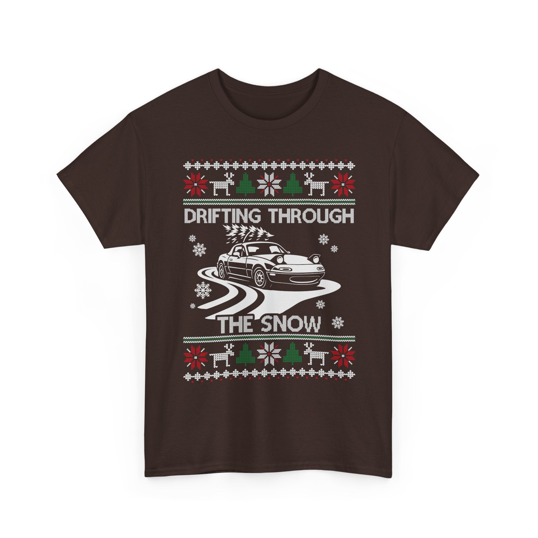 Miata MX5 Christmas Drift T-Shirt | JDM Roadster Drifting Through the Snow Tee