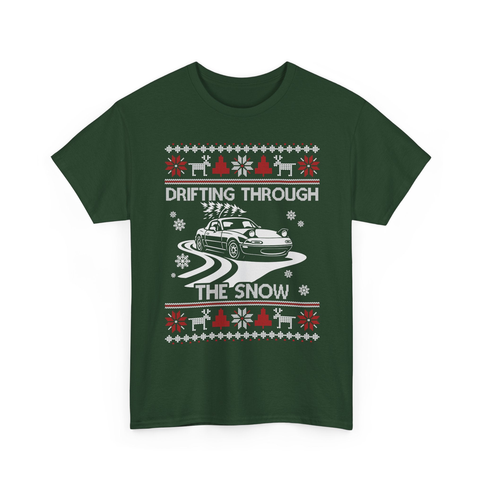 Miata MX5 Christmas Drift T-Shirt | JDM Roadster Drifting Through the Snow Tee