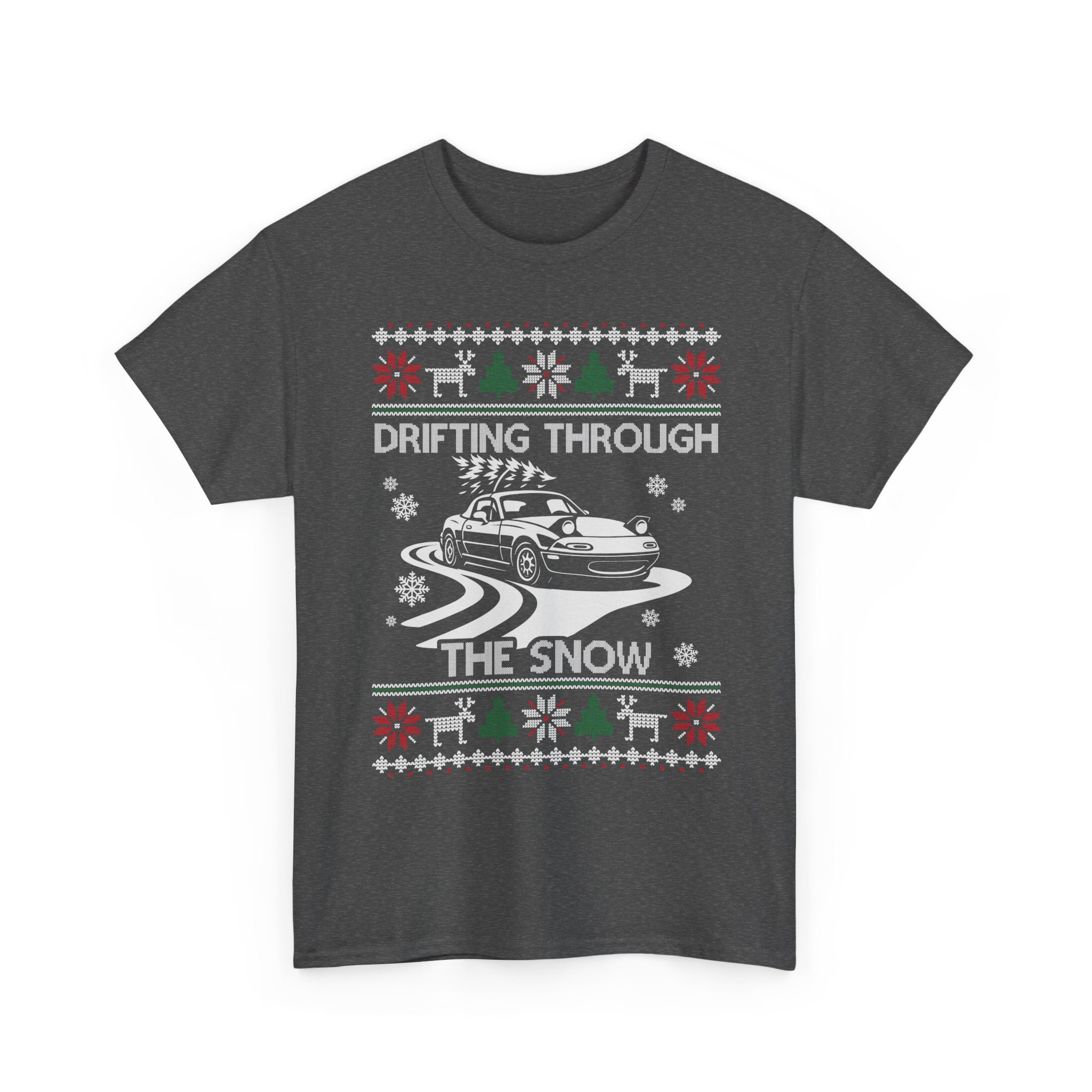 Miata MX5 Christmas Drift T-Shirt | JDM Roadster Drifting Through the Snow Tee