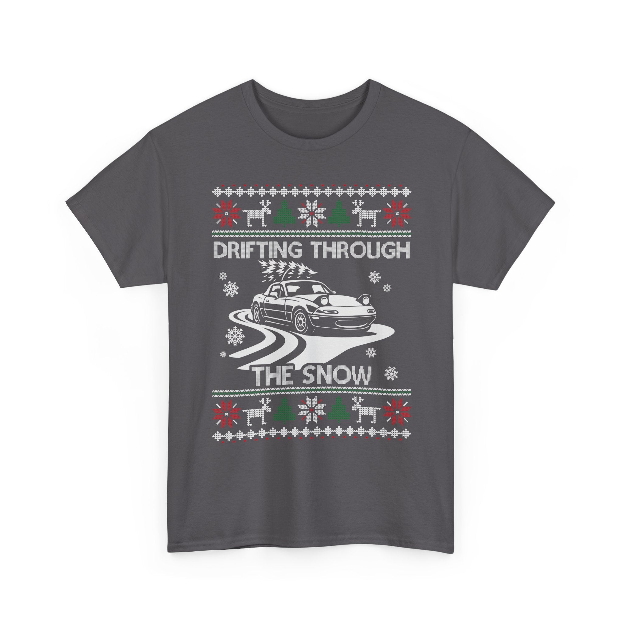 Miata MX5 Christmas Drift T-Shirt | JDM Roadster Drifting Through the Snow Tee