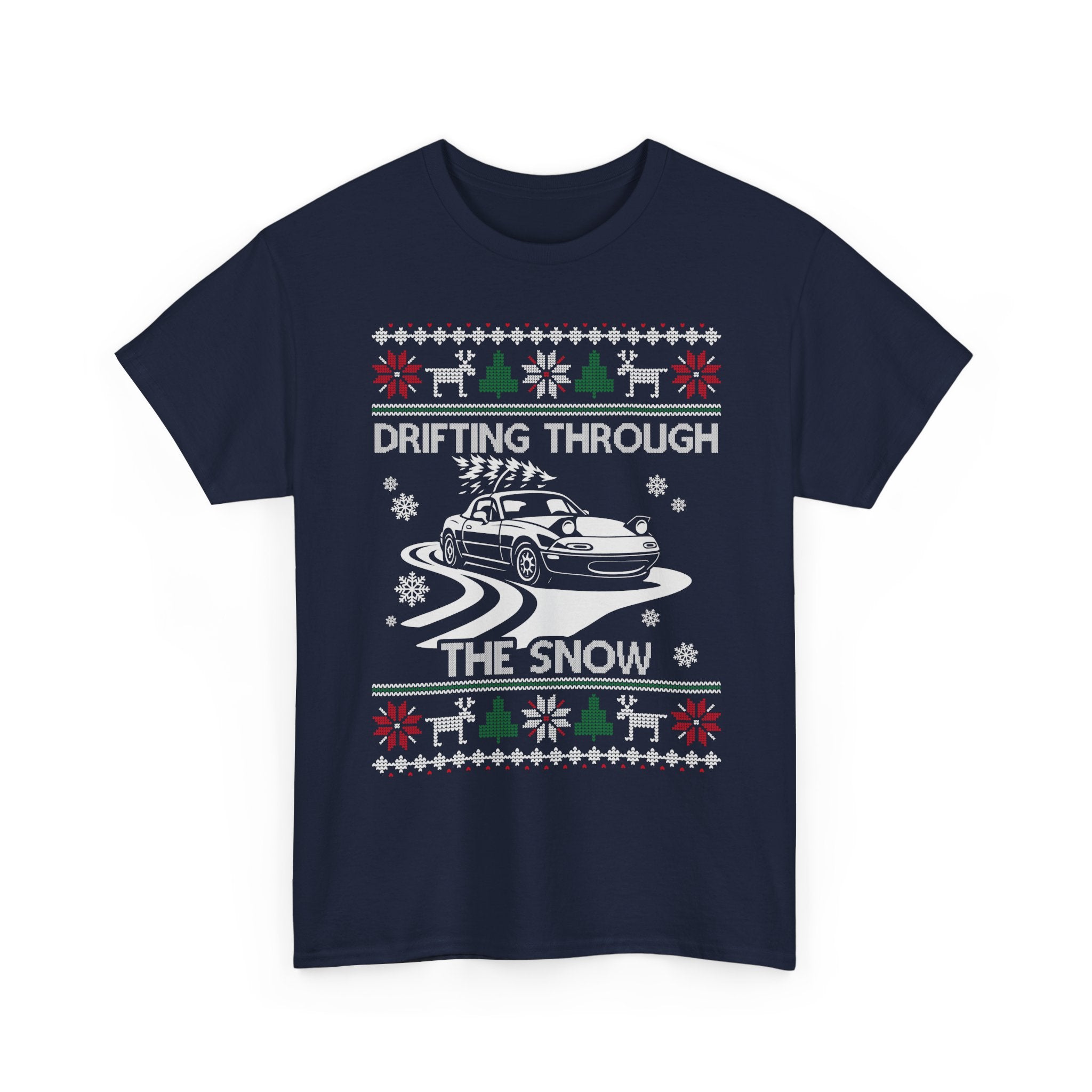 Miata MX5 Christmas Drift T-Shirt | JDM Roadster Drifting Through the Snow Tee