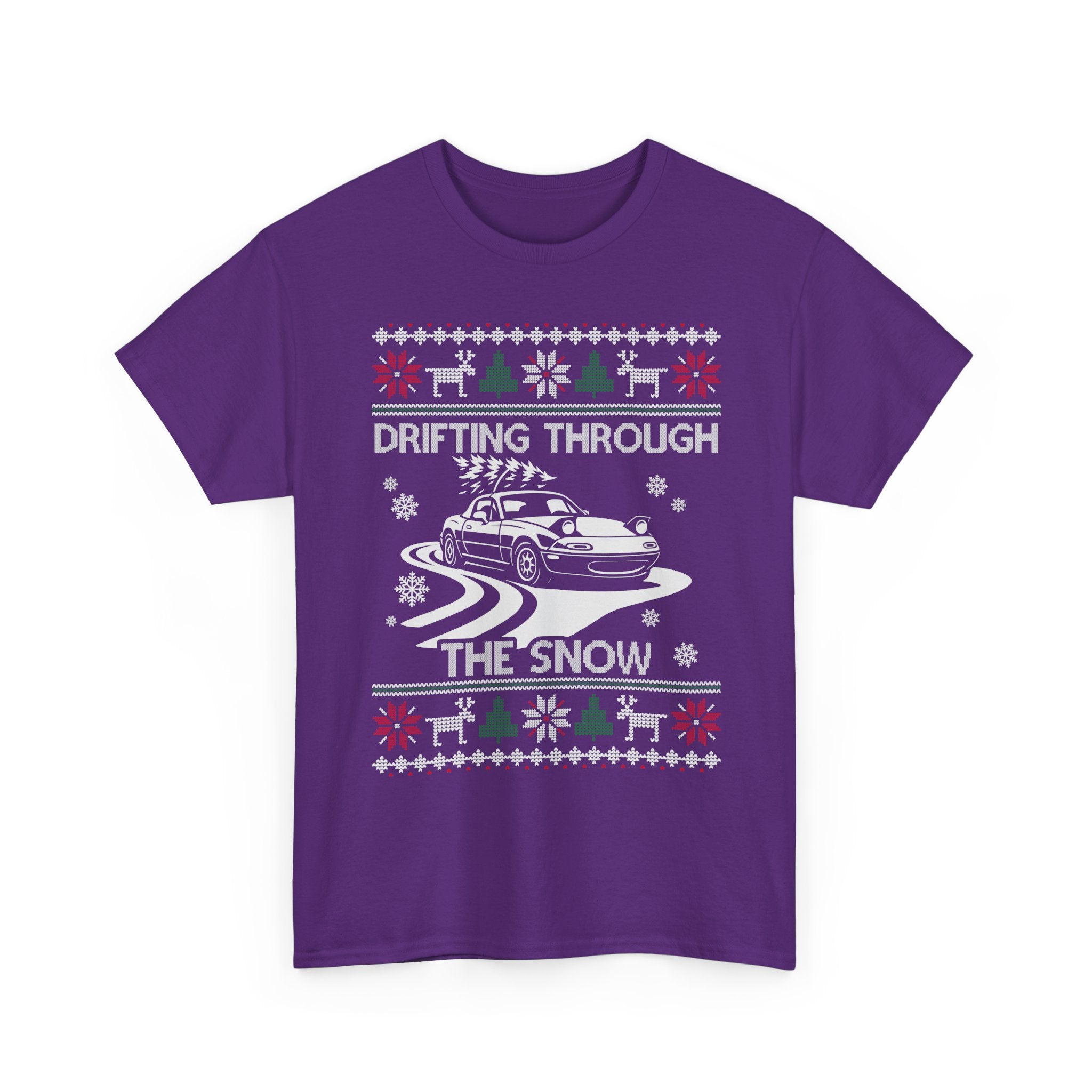 Miata MX5 Christmas Drift T-Shirt | JDM Roadster Drifting Through the Snow Tee
