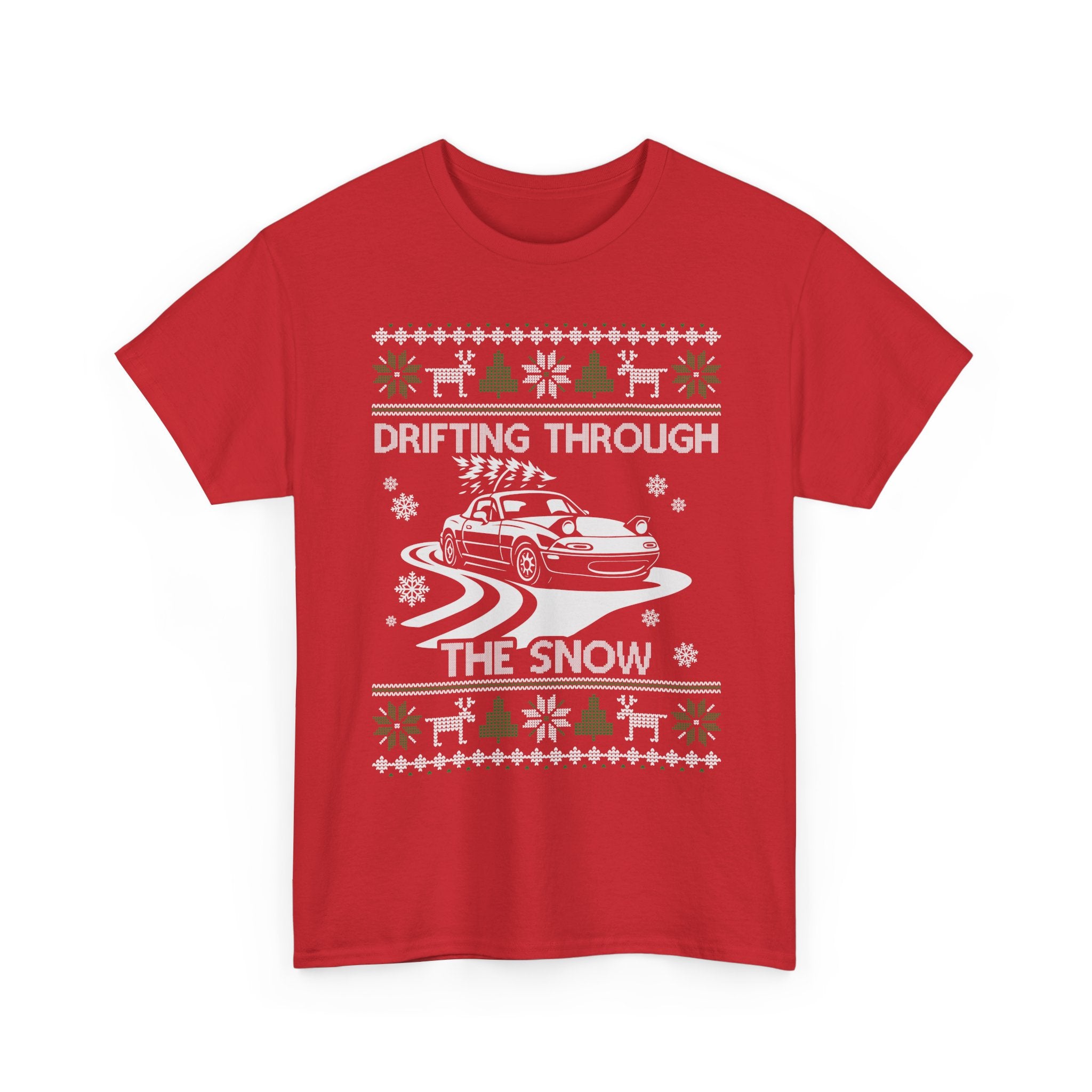 Miata MX5 Christmas Drift T-Shirt | JDM Roadster Drifting Through the Snow Tee