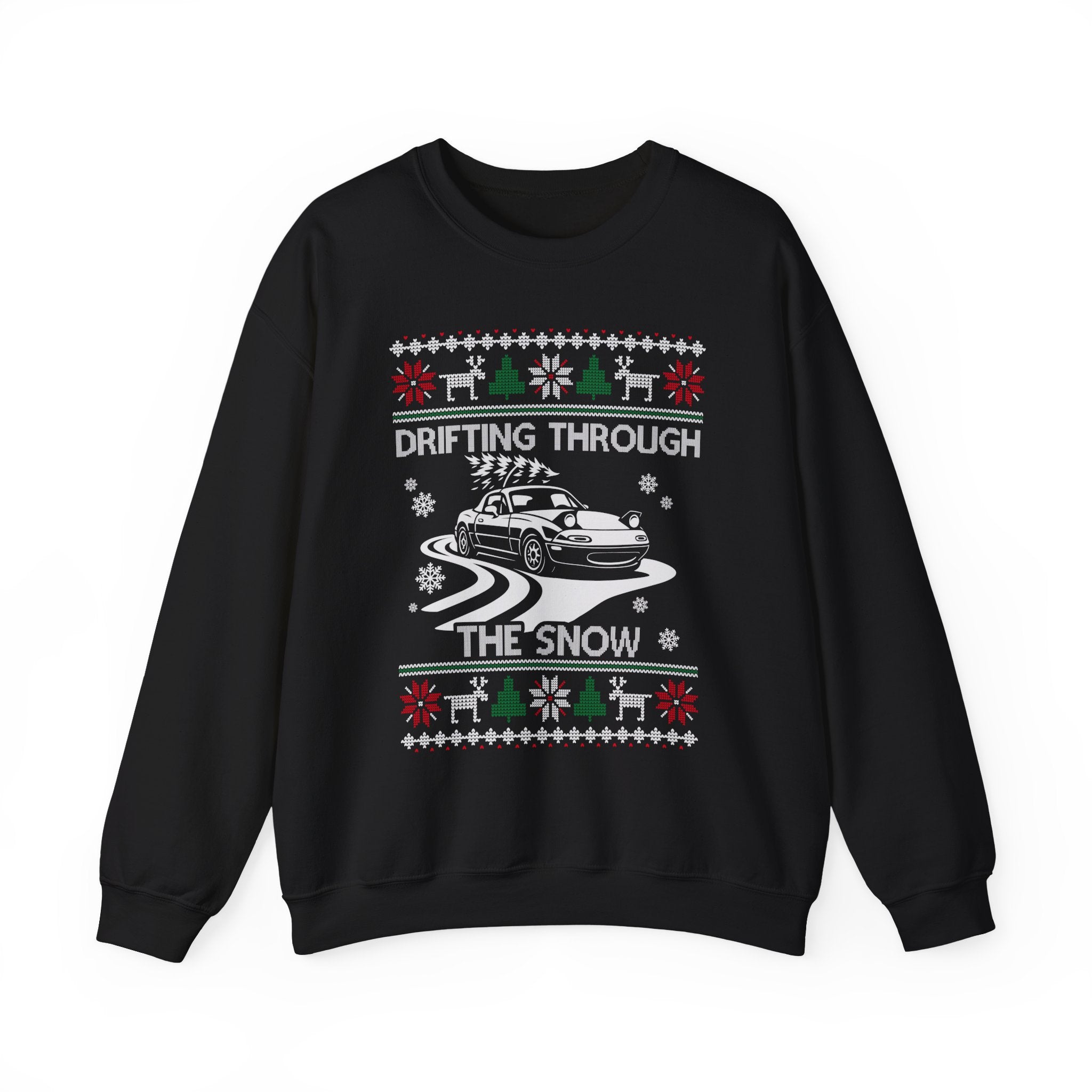 Miata MX5 Drifting Ugly Christmas Sweatshirt | JDM Roadster Car Guy Holiday Gift