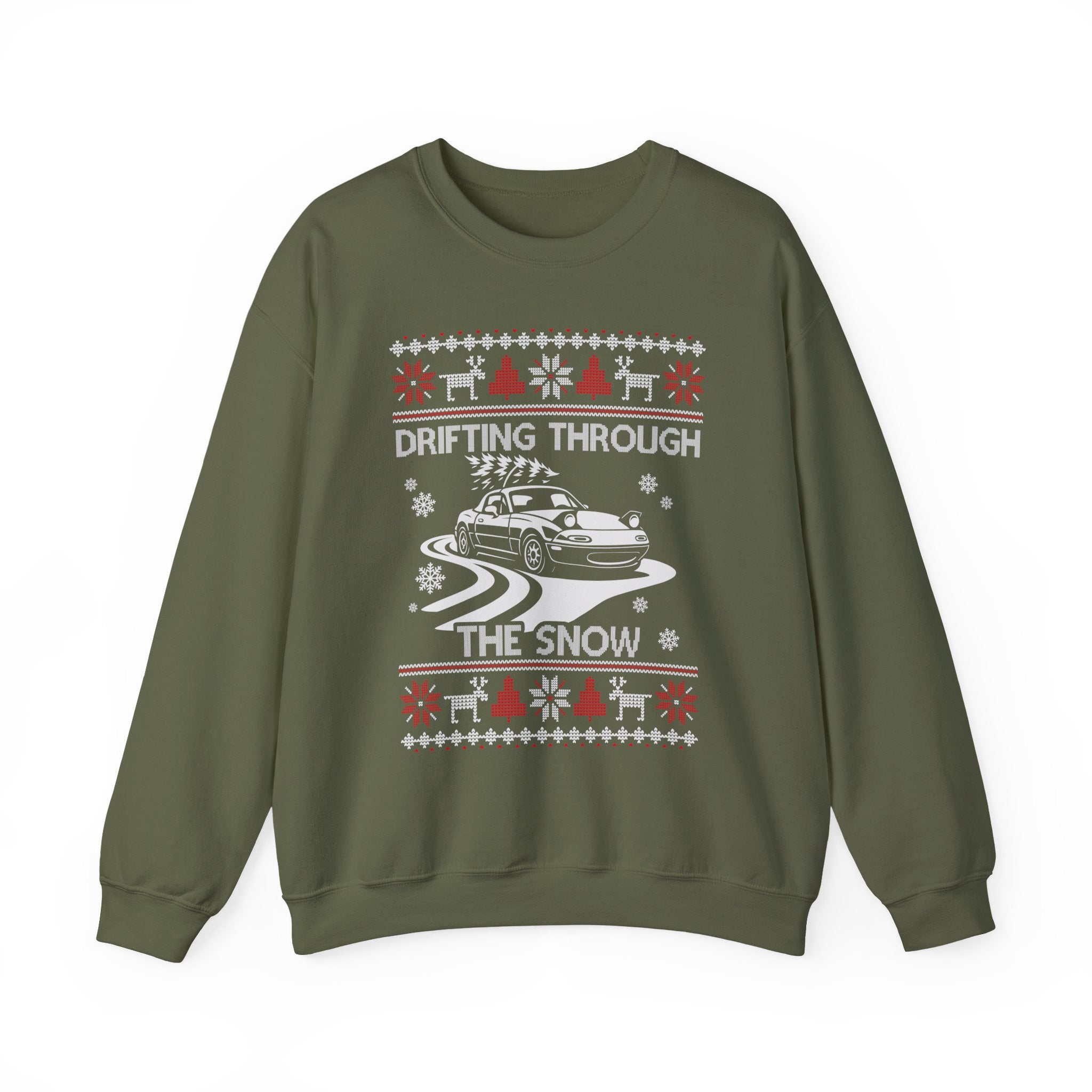 Miata MX5 Drifting Ugly Christmas Sweatshirt | JDM Roadster Car Guy Holiday Gift