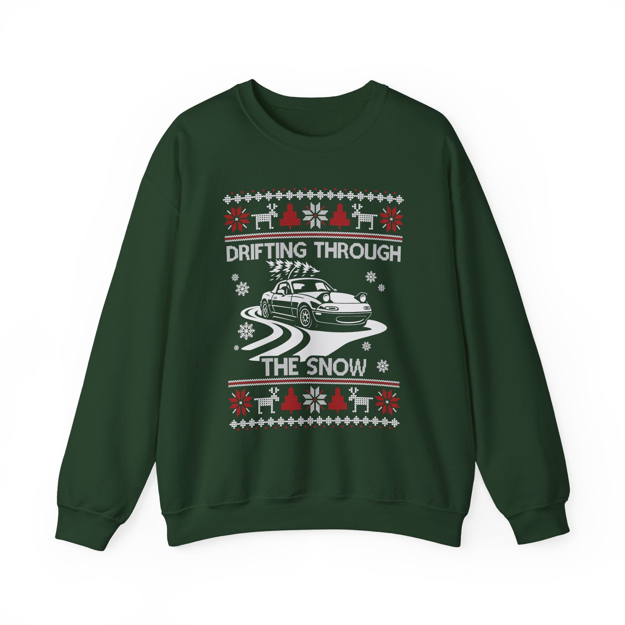 Miata MX5 Drifting Ugly Christmas Sweatshirt | JDM Roadster Car Guy Holiday Gift