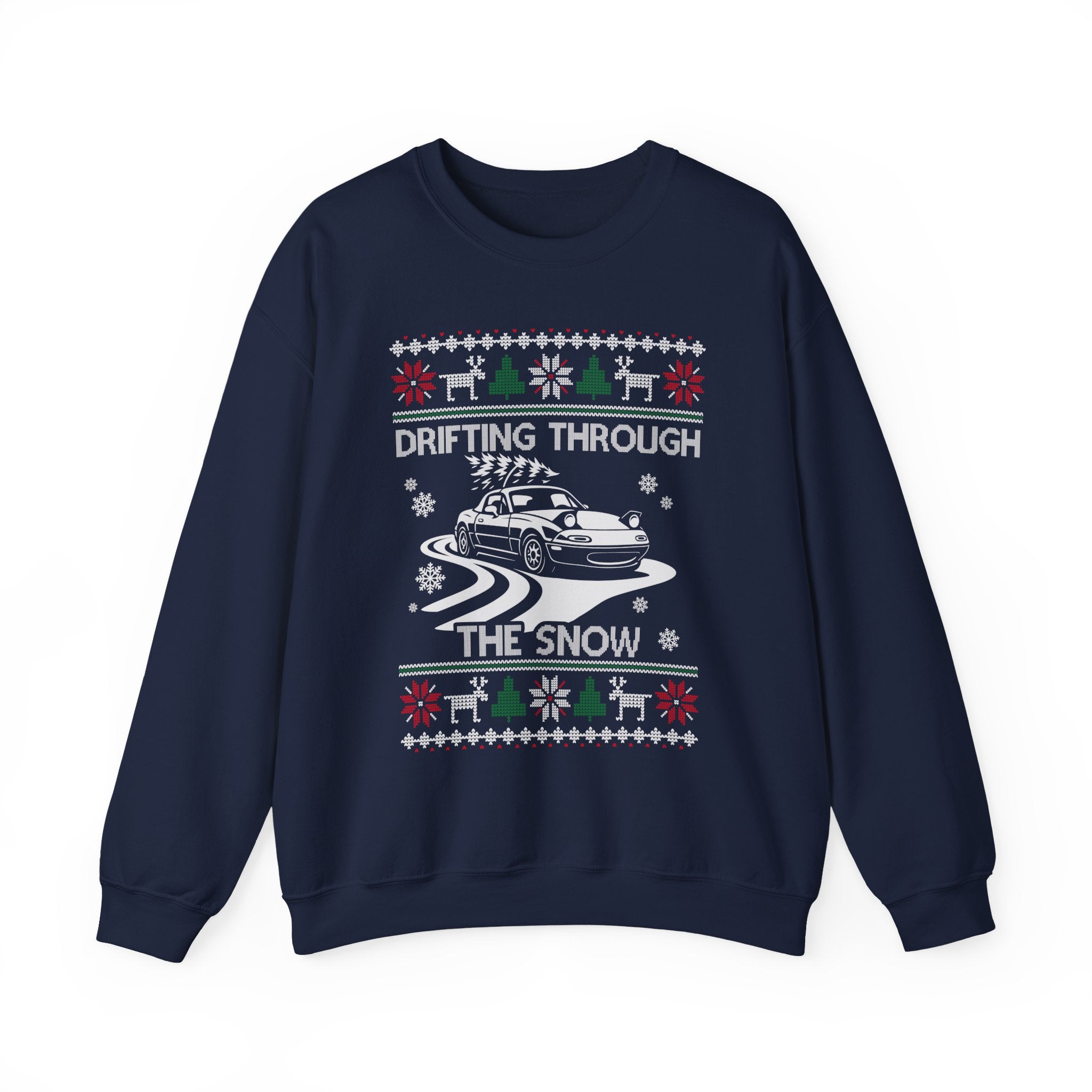 Miata MX5 Drifting Ugly Christmas Sweatshirt | JDM Roadster Car Guy Holiday Gift