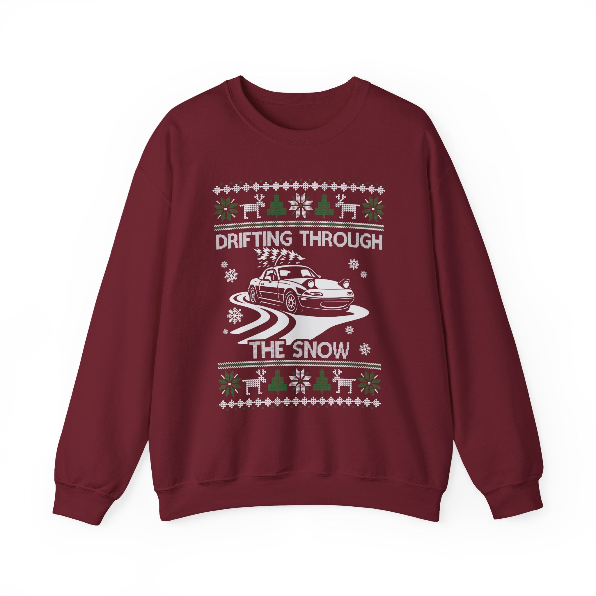 Miata MX5 Drifting Ugly Christmas Sweatshirt | JDM Roadster Car Guy Holiday Gift