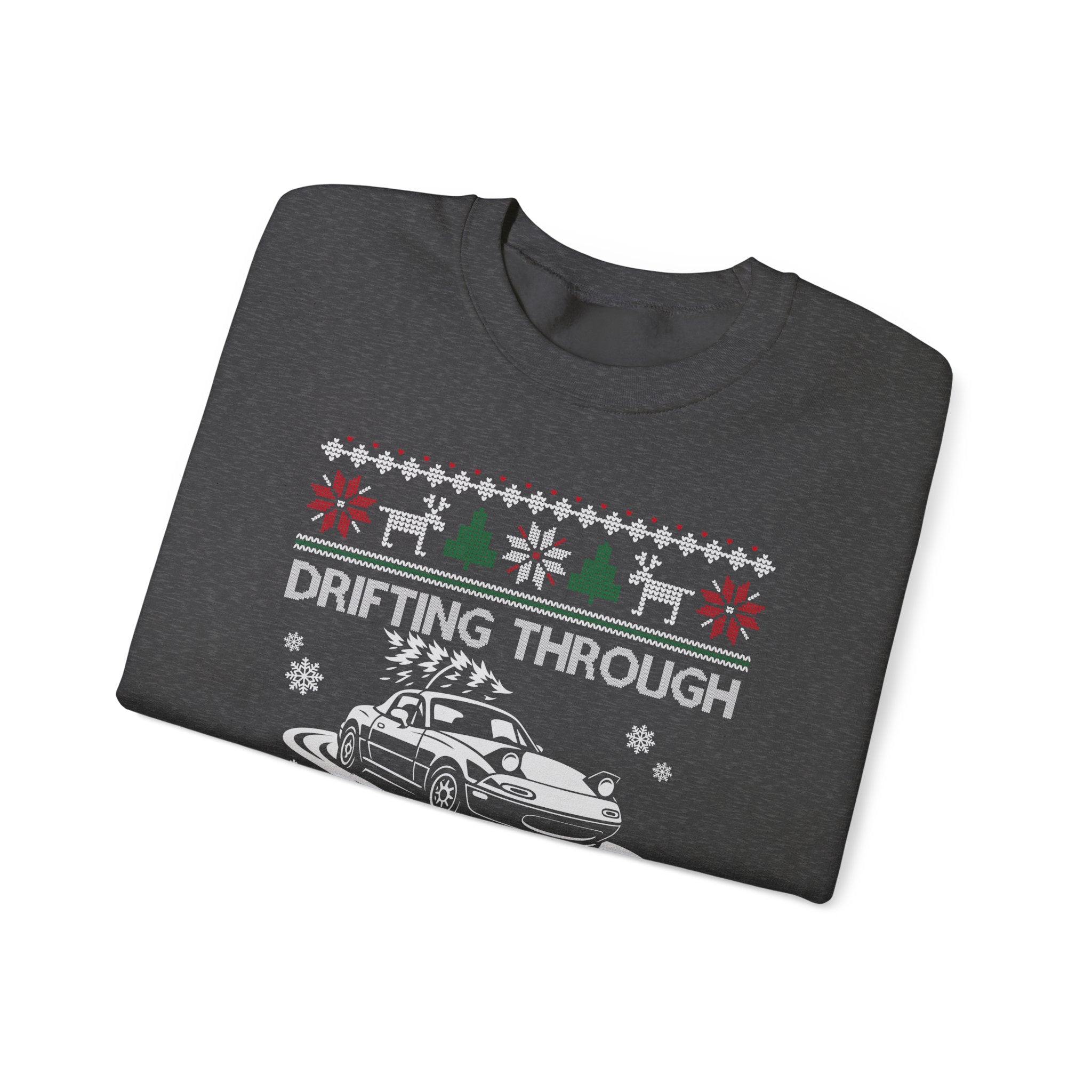 Miata MX5 Drifting Ugly Christmas Sweatshirt | JDM Roadster Car Guy Holiday Gift