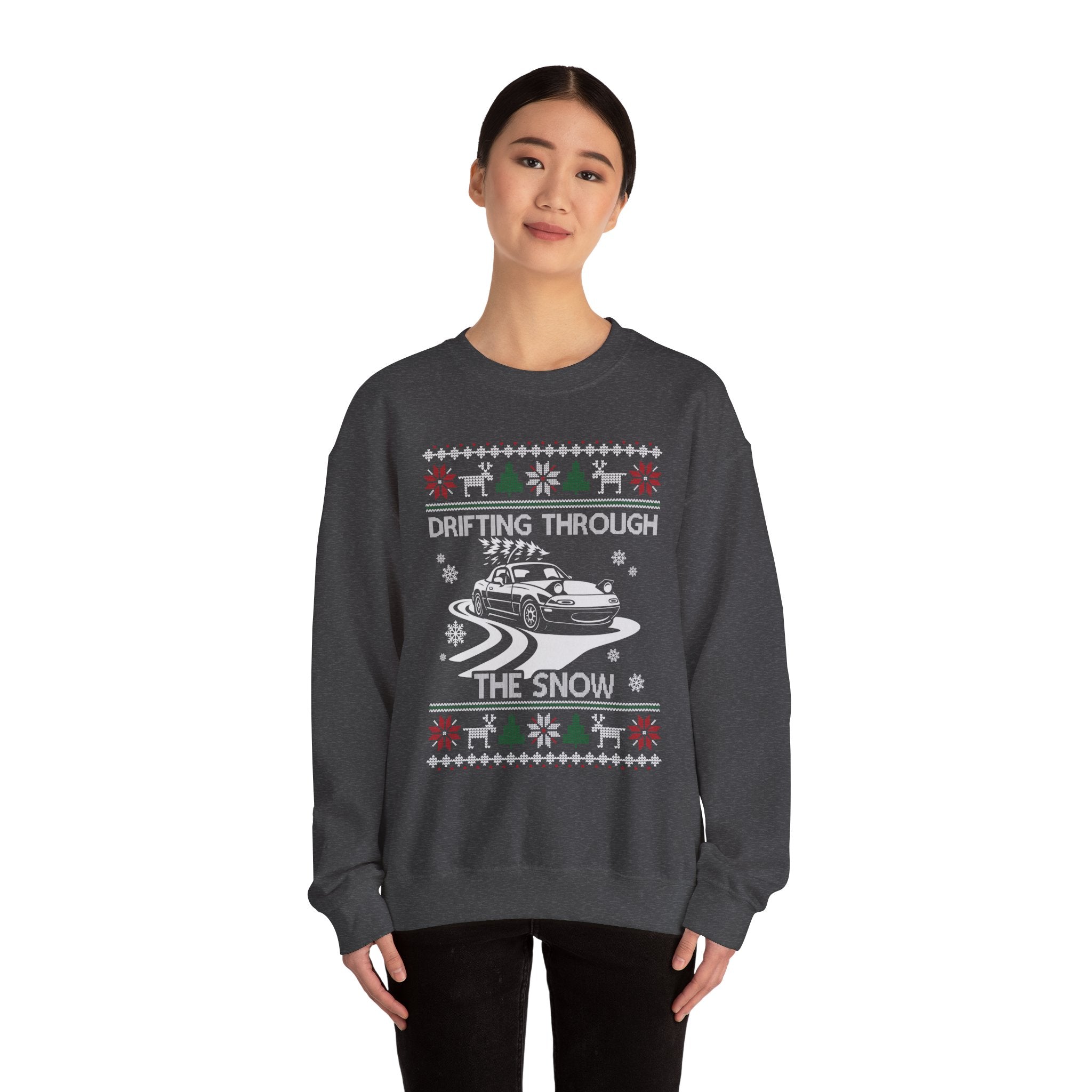 Miata MX5 Drifting Ugly Christmas Sweatshirt | JDM Roadster Car Guy Holiday Gift