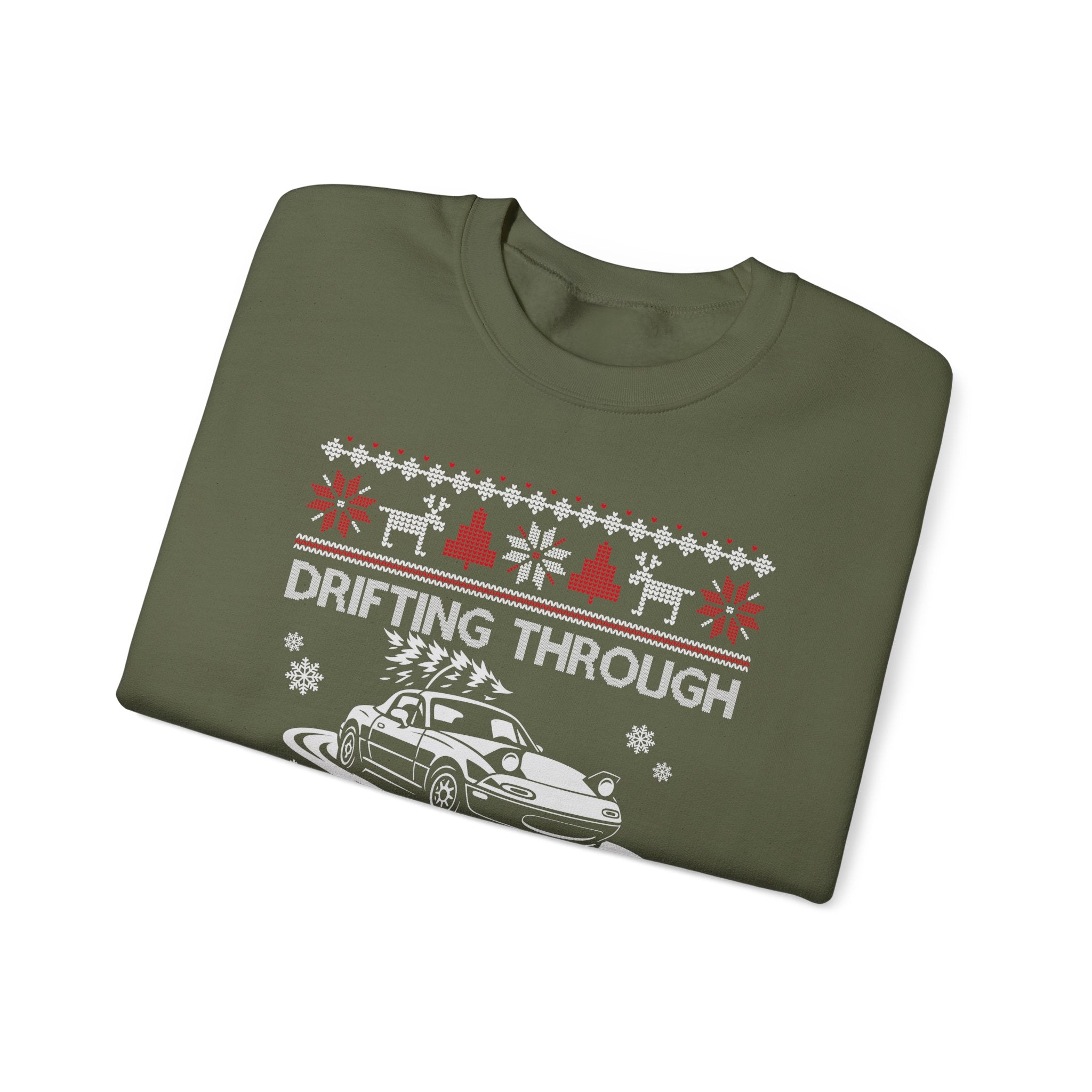 Miata MX5 Drifting Ugly Christmas Sweatshirt | JDM Roadster Car Guy Holiday Gift