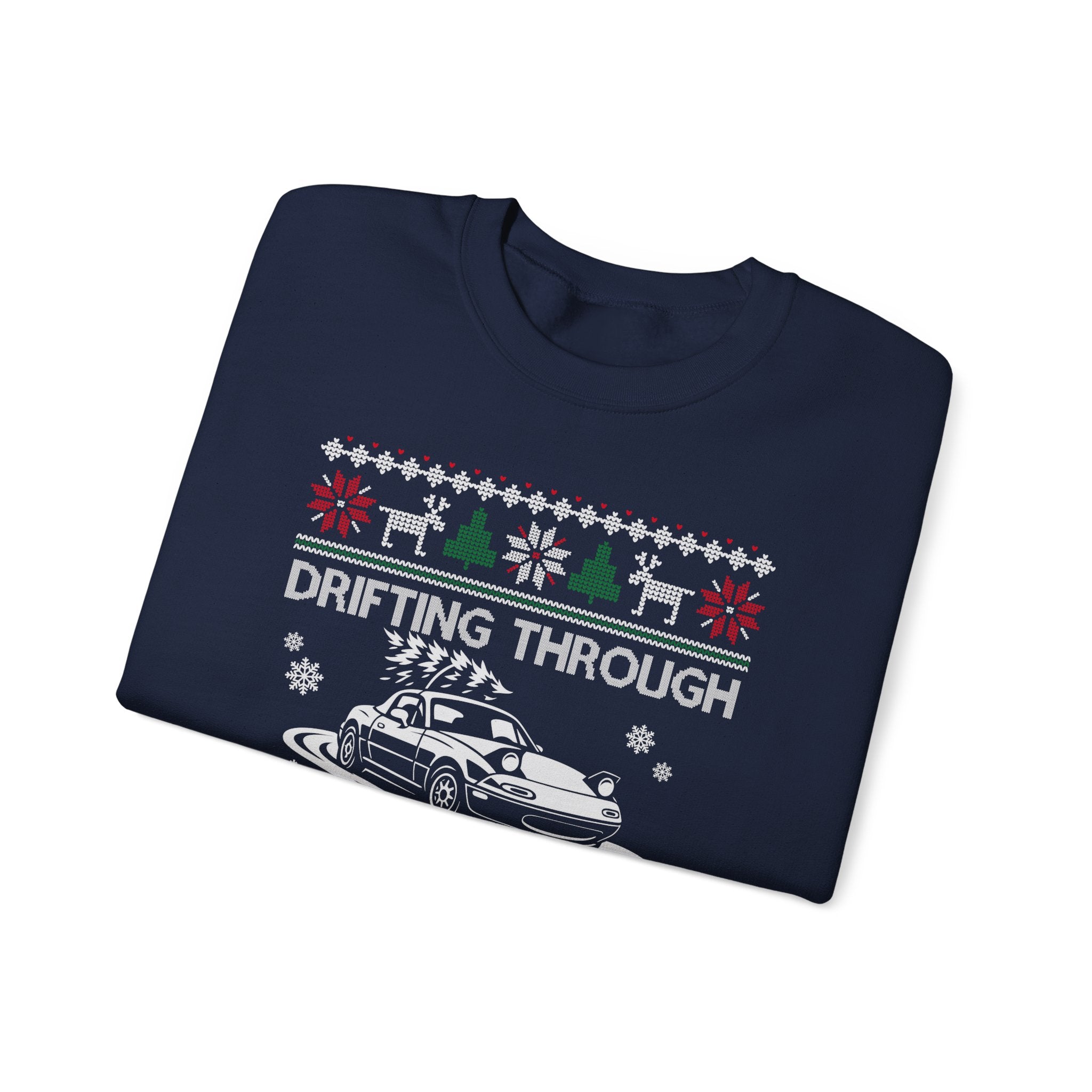 Miata MX5 Drifting Ugly Christmas Sweatshirt | JDM Roadster Car Guy Holiday Gift