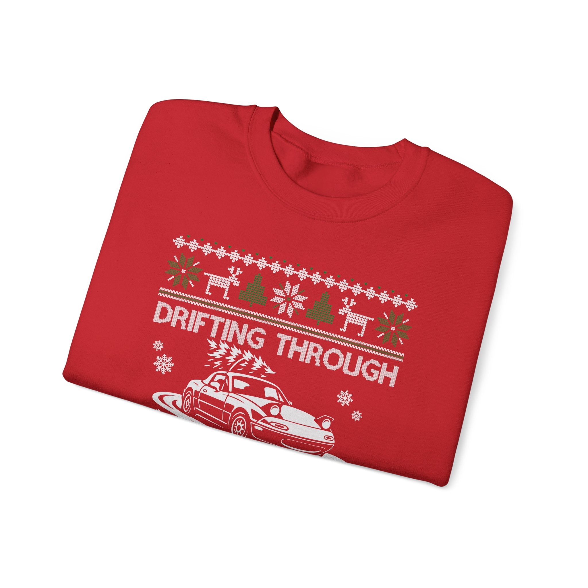 Miata MX5 Drifting Ugly Christmas Sweatshirt | JDM Roadster Car Guy Holiday Gift