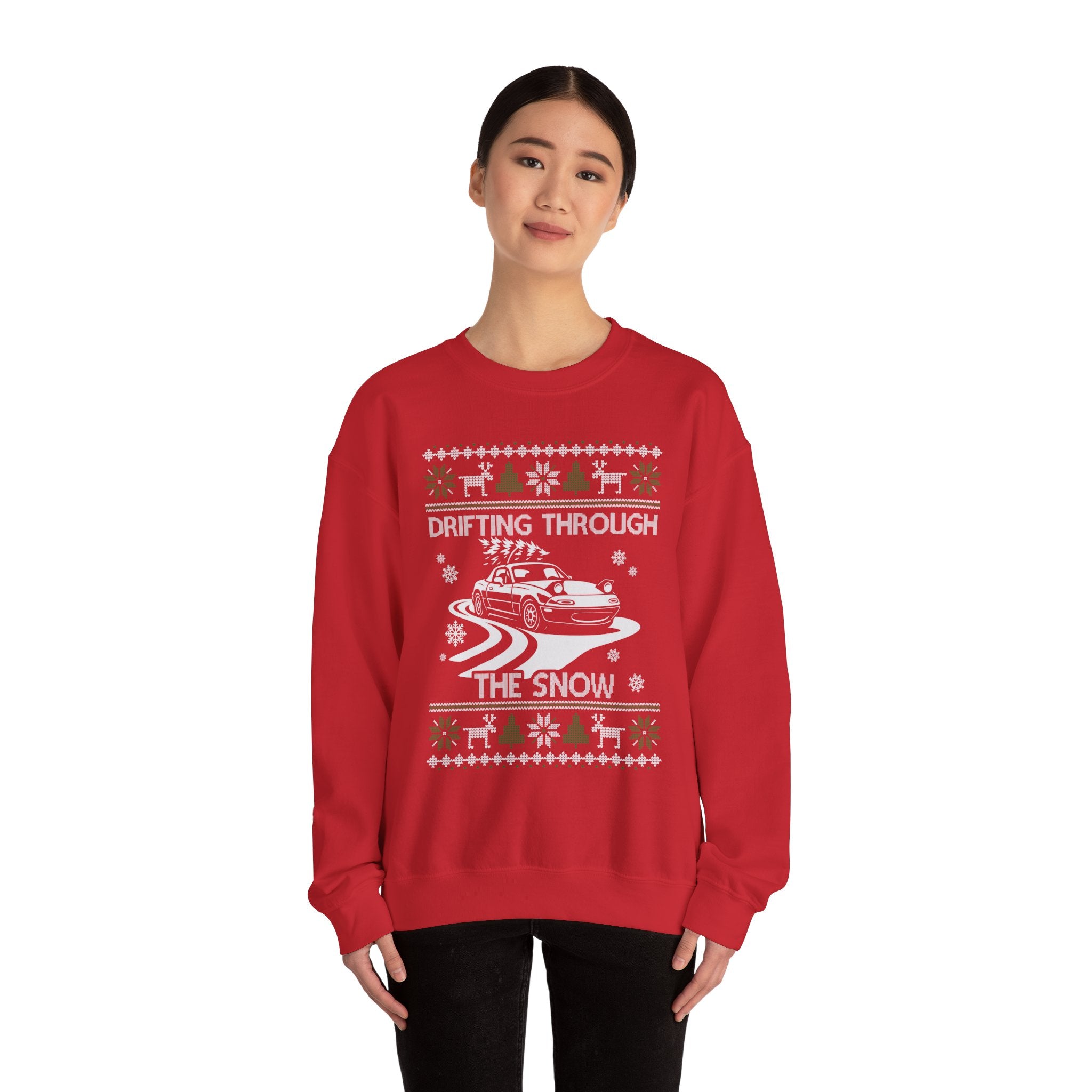 Miata MX5 Drifting Ugly Christmas Sweatshirt | JDM Roadster Car Guy Holiday Gift