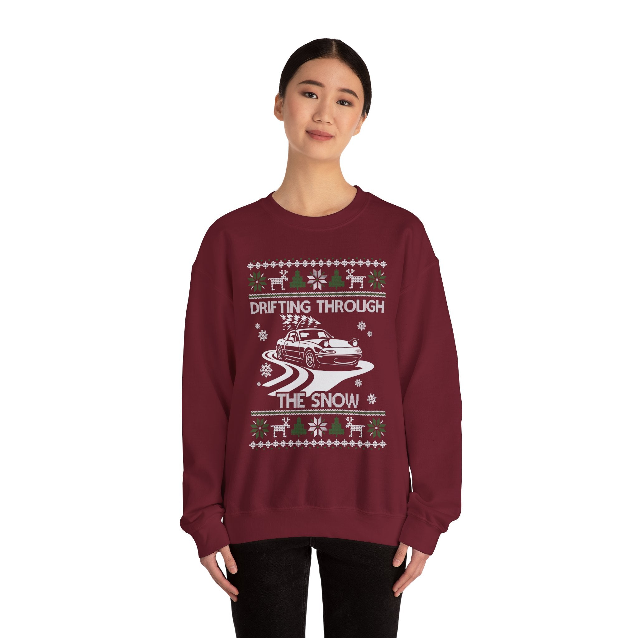 Miata MX5 Drifting Ugly Christmas Sweatshirt | JDM Roadster Car Guy Holiday Gift
