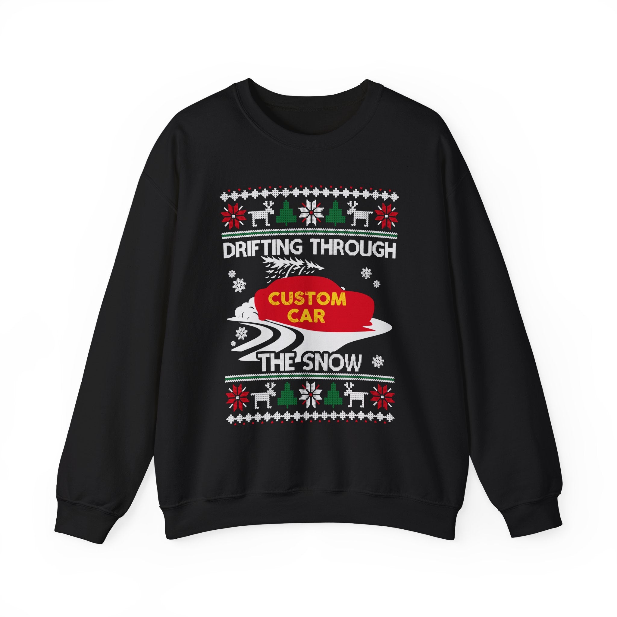 Drift Car Ugly Christmas Sweatshirt | Drifting Through the Snow Car Enthusiast Gift