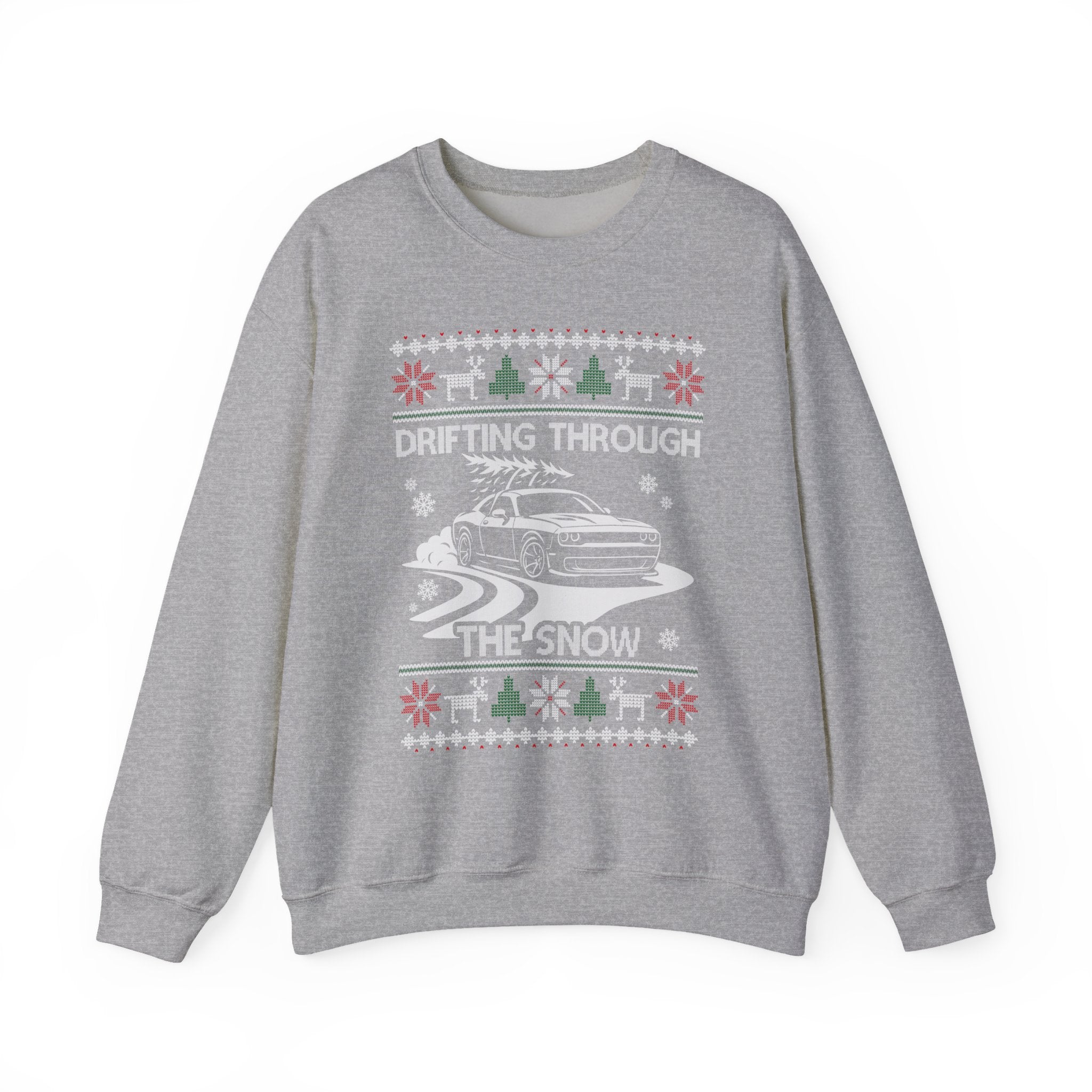 Drift Car Ugly Christmas Sweatshirt | Drifting Through the Snow Car Enthusiast Gift